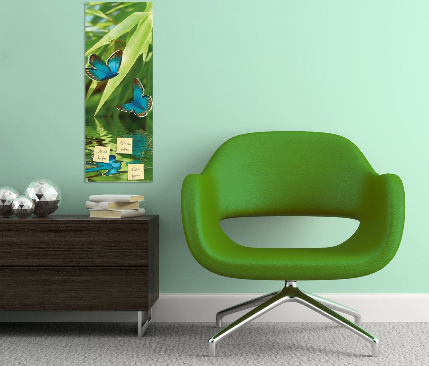 Wallario Memoboard Schmetterlinge in Reflektion