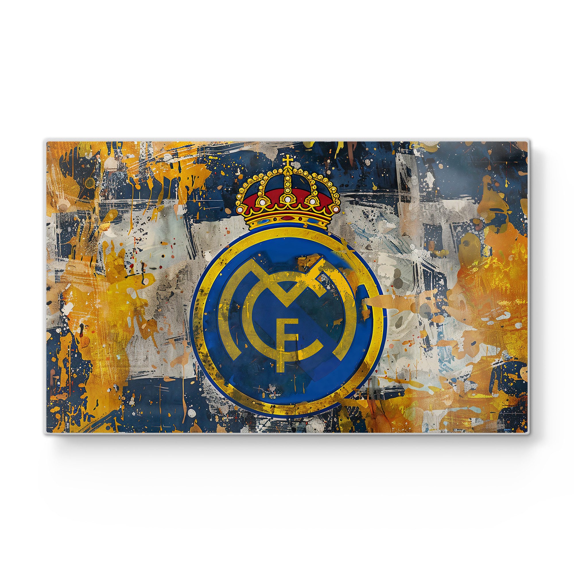 DEQORI Schneidebrett 'Wappen Real Madrid', Glas, Platte Frühstücksbrett Schneideplatte