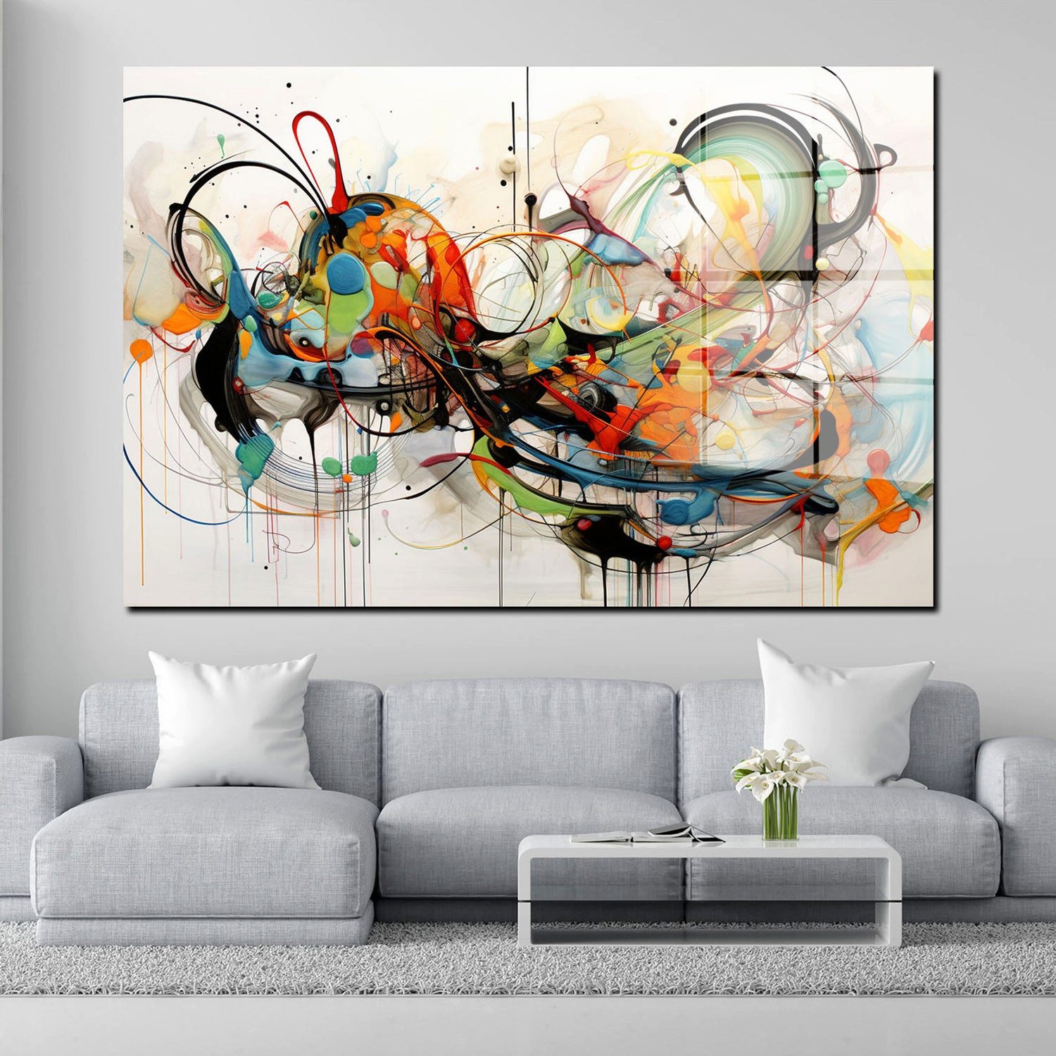 Artedinoi Acrylglasbild Abstract Lines Acrylglas Wandbild Bild Wanddeko Wohnzimmer XL