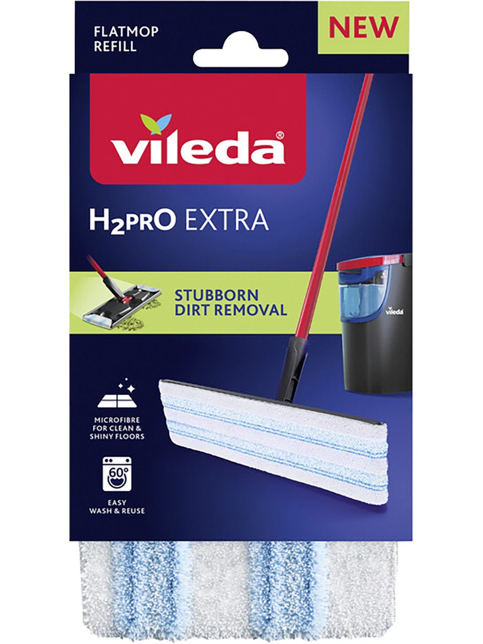 Vileda Vileda Bodenwischer H2PRO Flat Mop Ersatzbezug Wischbezug (Holz)