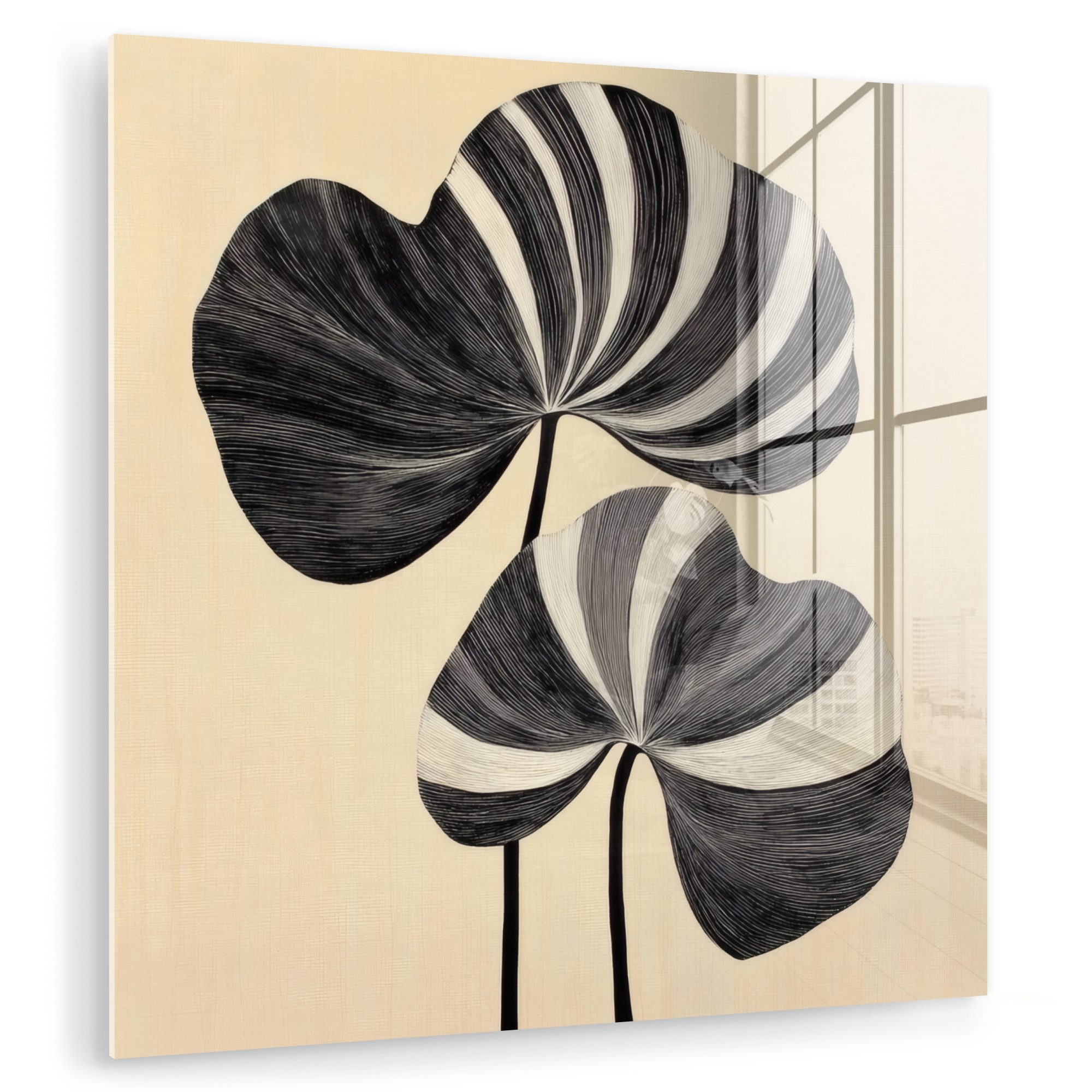 MuchoWow Acrylglasbild Schwarz - Blätter - günstig online kaufen