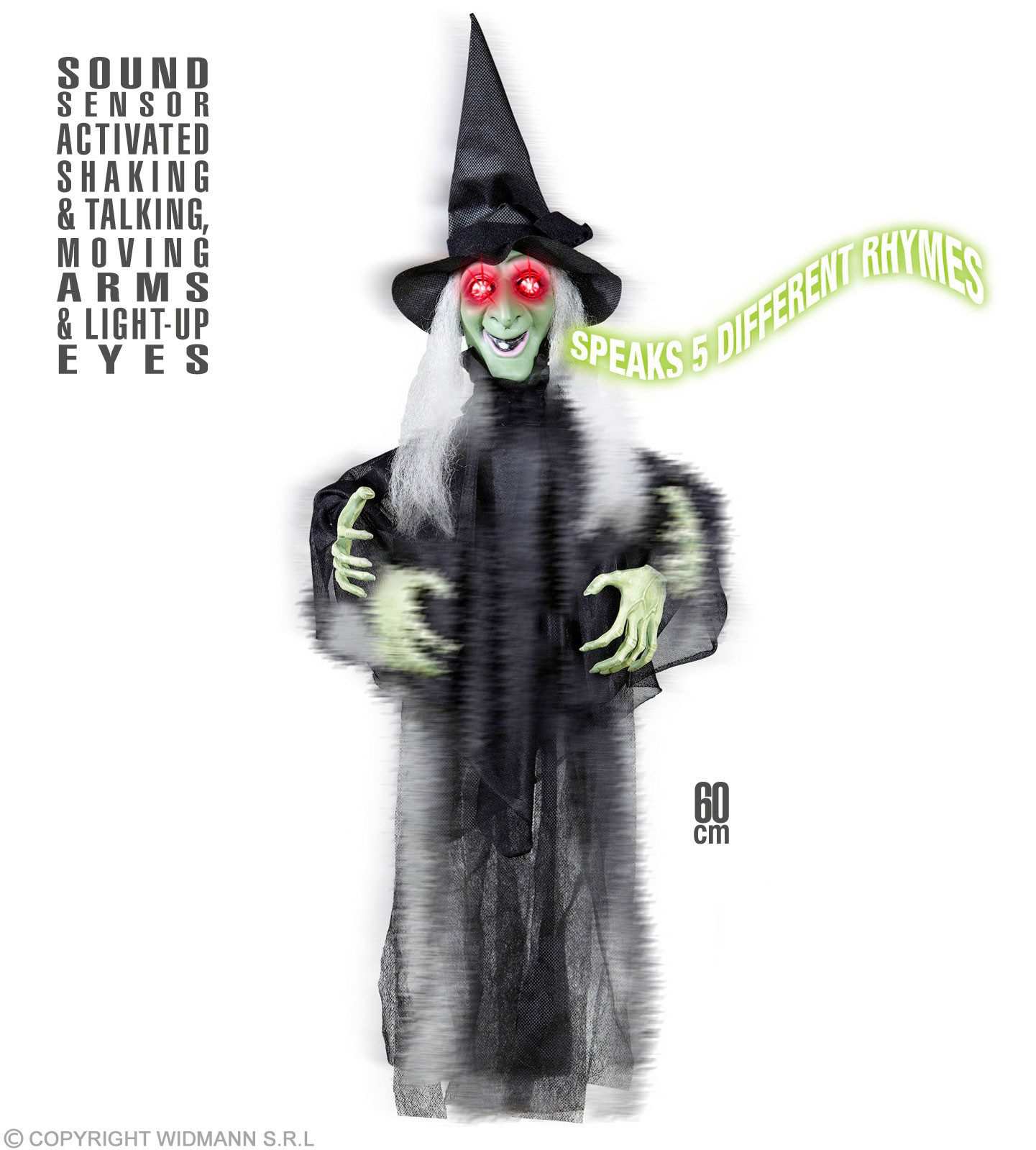 Widmann S.r.l. Dekoobjekt Sprechende und zitternde Hexe mit Leuchtaugen 60 günstig online kaufen
