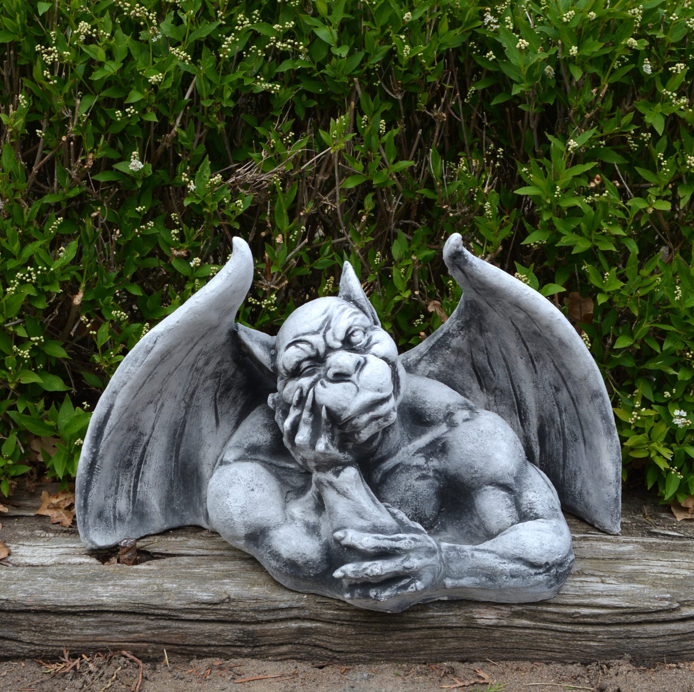Gartenfigur Gargoyle Statue Torwächter, Steinfigur, H. 30 cm, 20 kg