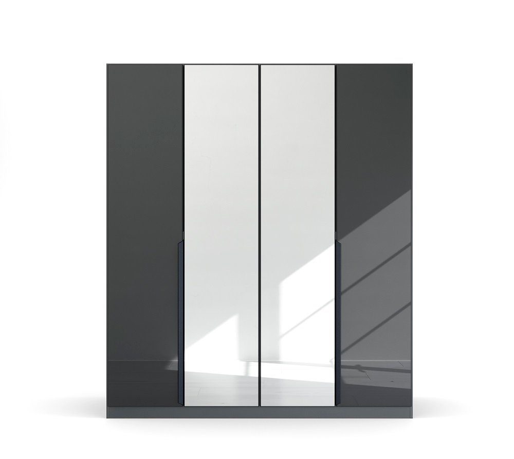 Kleiderschrank Drehtürenschrank grau mit Möbel Kleiderschrank Modern, metal Rauch Spiegeltüren,