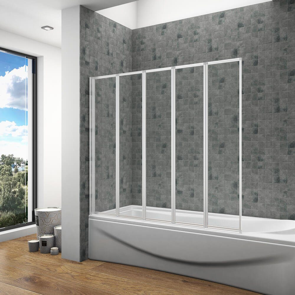 duschspa Badewannenaufsatz Glaswand Faltwand Badewannenaufsatz Duschwand auf Badewanne 120x140cm, Einscheibensicherheitsglas, (Set), Breite 120 cm, Glas