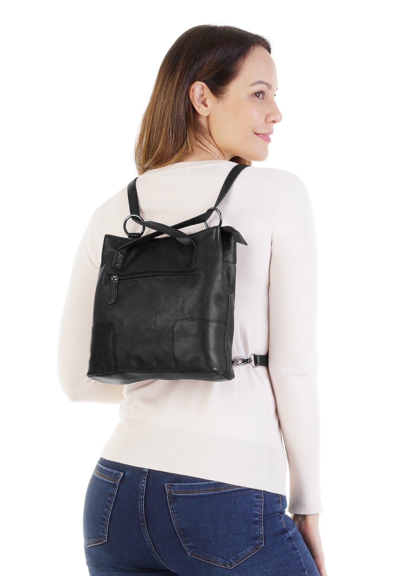 Cluty Cityrucksack, echt Leder günstig online kaufen