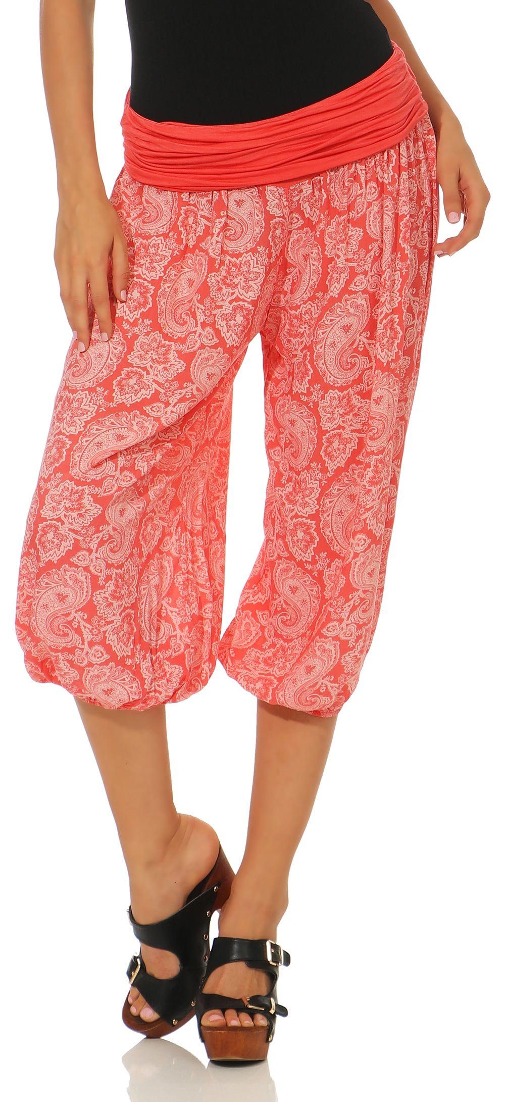 malito more than fashion Caprihose 8581 Haremshose Knielang coral