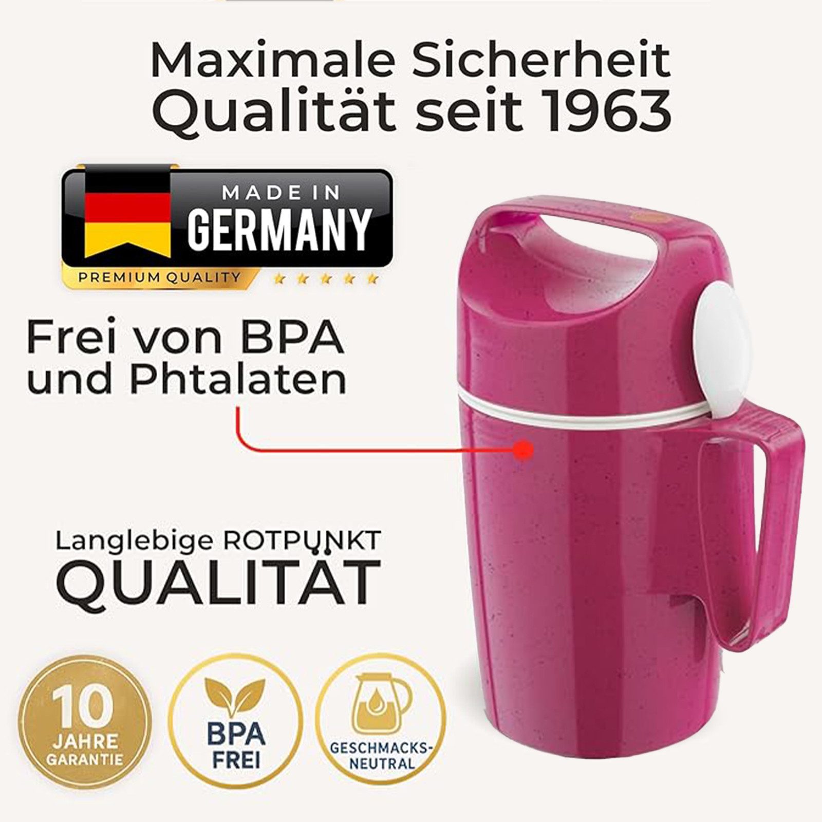 ROTPUNKT Isolierkanne DIRK 850, 0.85 l, isolierend, BPA-frei, phthalatfrei, inklusive Löffel
