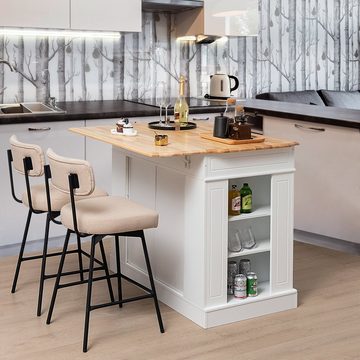 COSTWAY Küchenbuffet klappbare Arbeitsplatte, 120cm breite, weiß