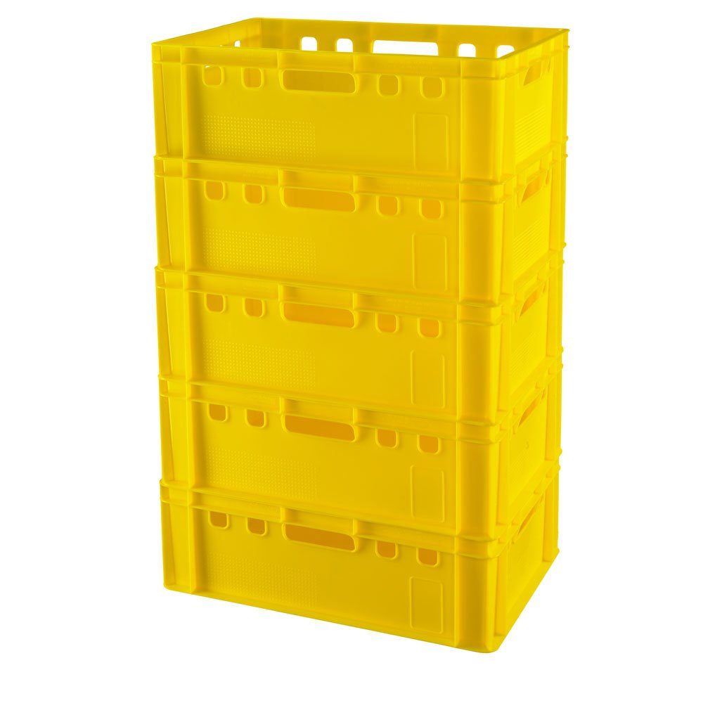 Logiplast Allzweckkiste Eurokisten E2 Metzgerkiste Gelb (Spar-Set, 5 Stück), Lebensmittelecht, stapelbar, widerstandsfähig, langlebig