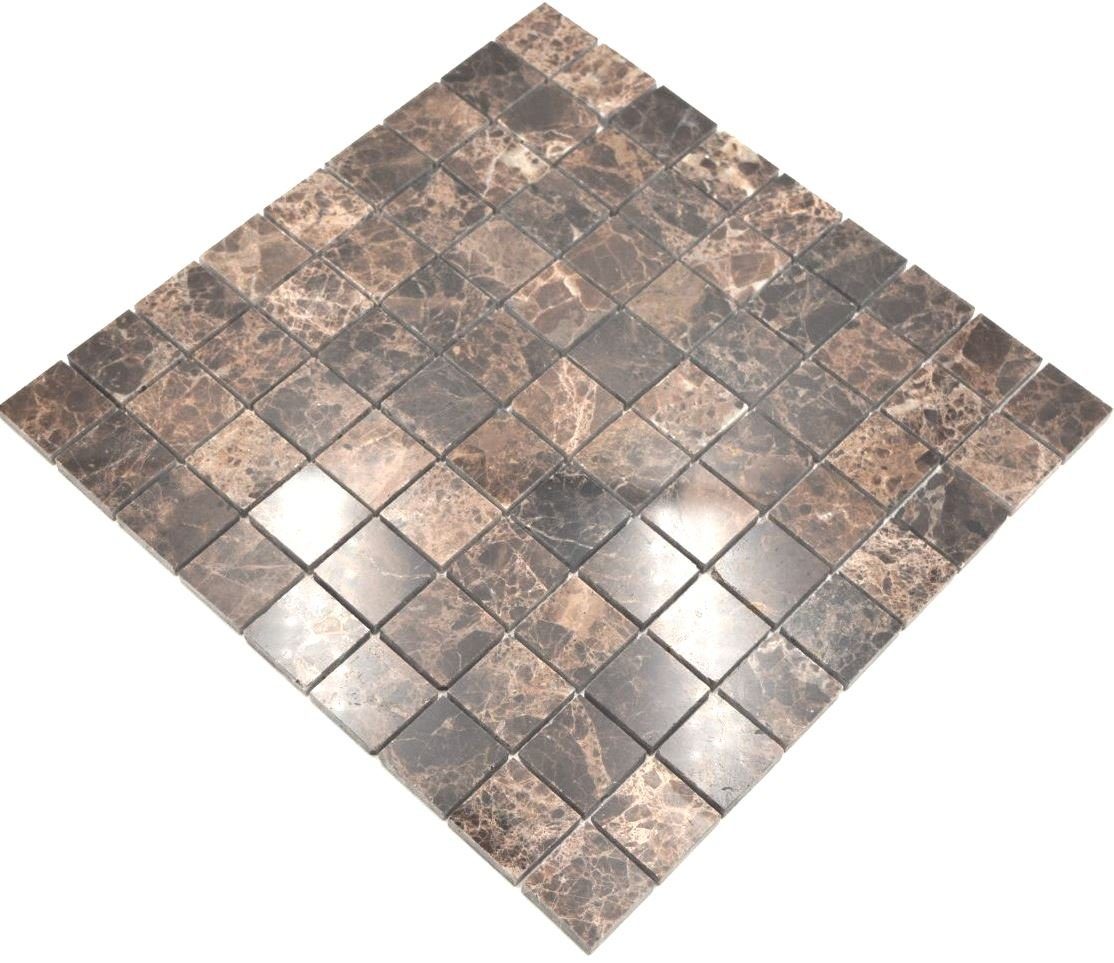 Mosani Mosaikfliesen Marmor Mosaik Fliese dunkelbraun mix poliert glänzend Küche