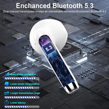 Drsaec Kabellos Bluetooth 5.3 mit 4 HD Mic, 2024 LED-Anzeige USB-C In-Ear-Kopfhörer (Einfache Bedienung und bequemer Sitz für maximalen Komfort beim Tragen, 42Std ENC NoiseCancelling Earbuds Tiefer Bass IP7 Wasserdicht Ohrhörer)