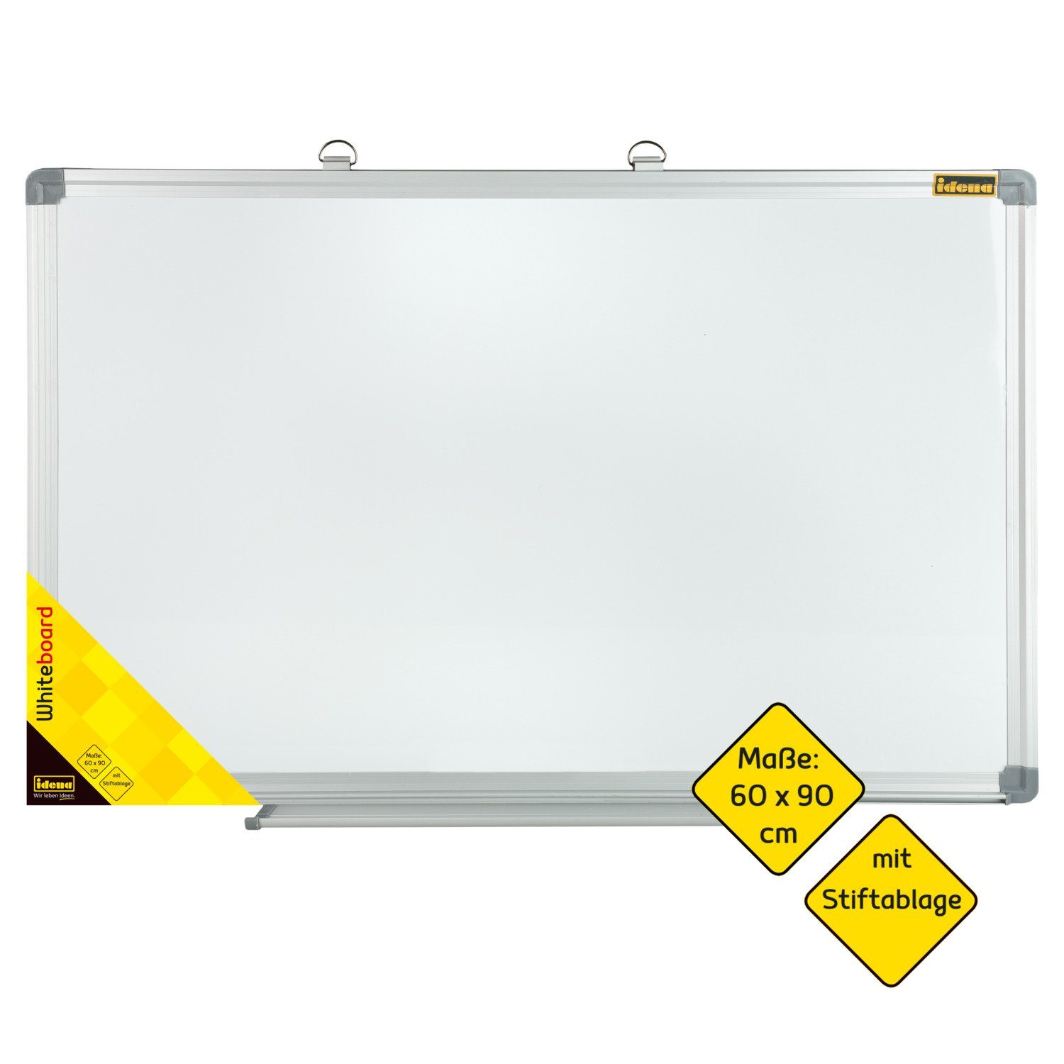 Idena Magnettafel Idena 60043 - Whiteboard 60 x 90 cm, mit Aluminiumrahmen und Stiftabla