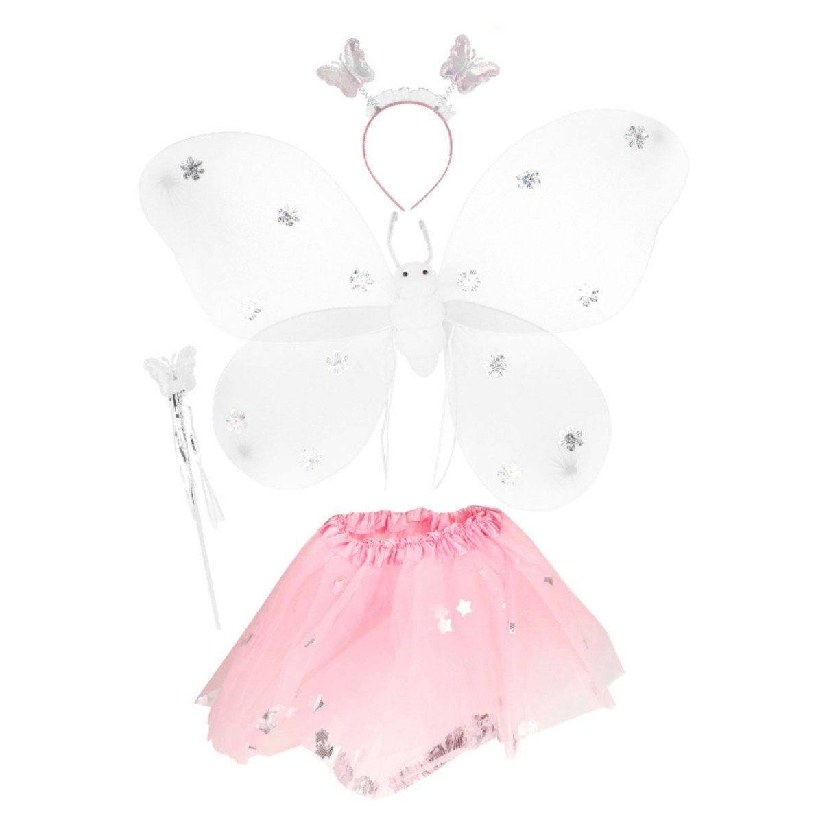 Toi-Toys Kostüm Princess Friends Verkleidungsset Schmetterlingsfee, mit Tutu, Flügel, Diadem & Zauberstab