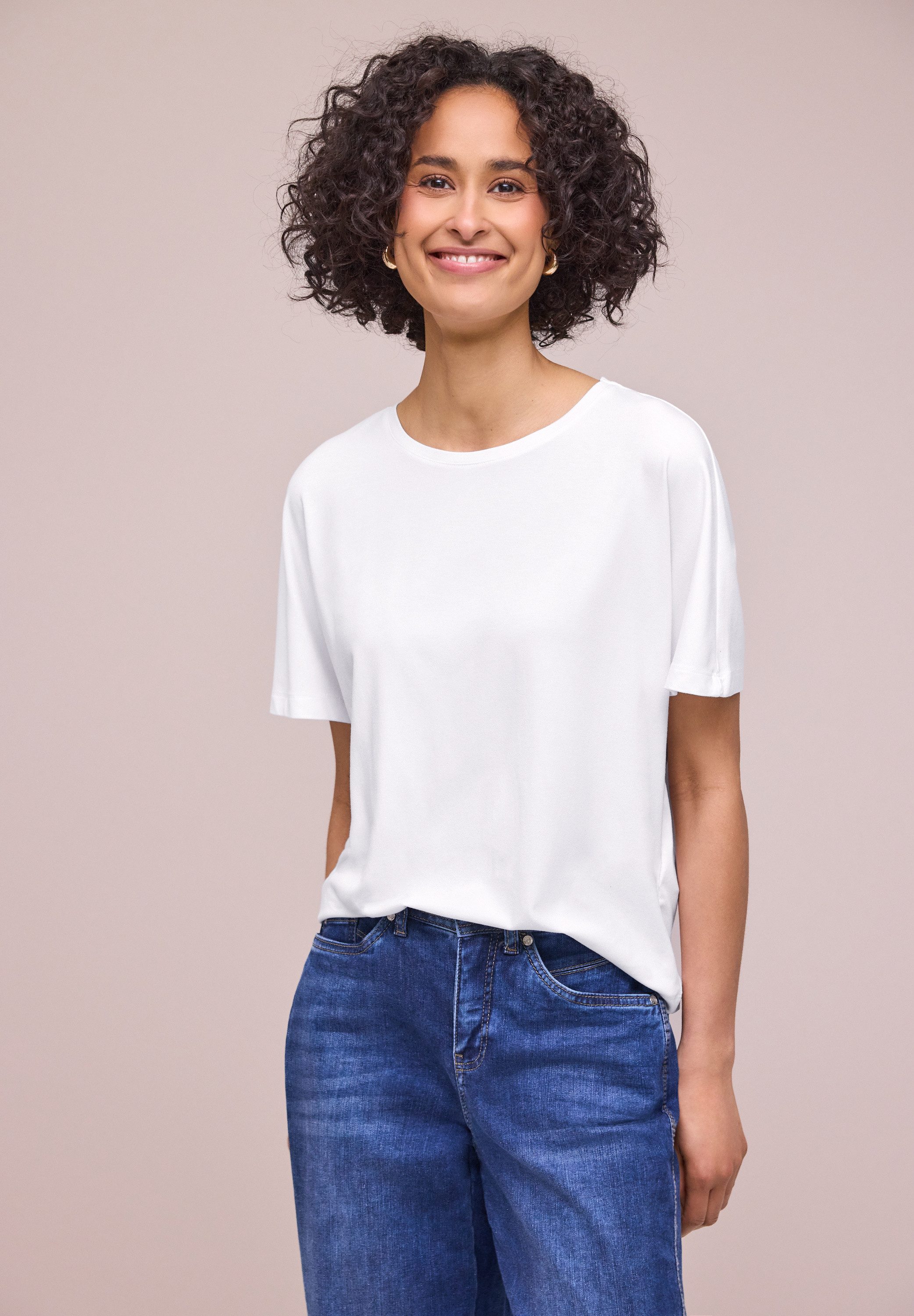 STREET ONE Kurzarmshirt Sommershirt in Unifarbe