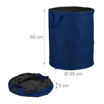 relaxdays Gartensack 3er Set Pop Up Laubsack 160 L blau