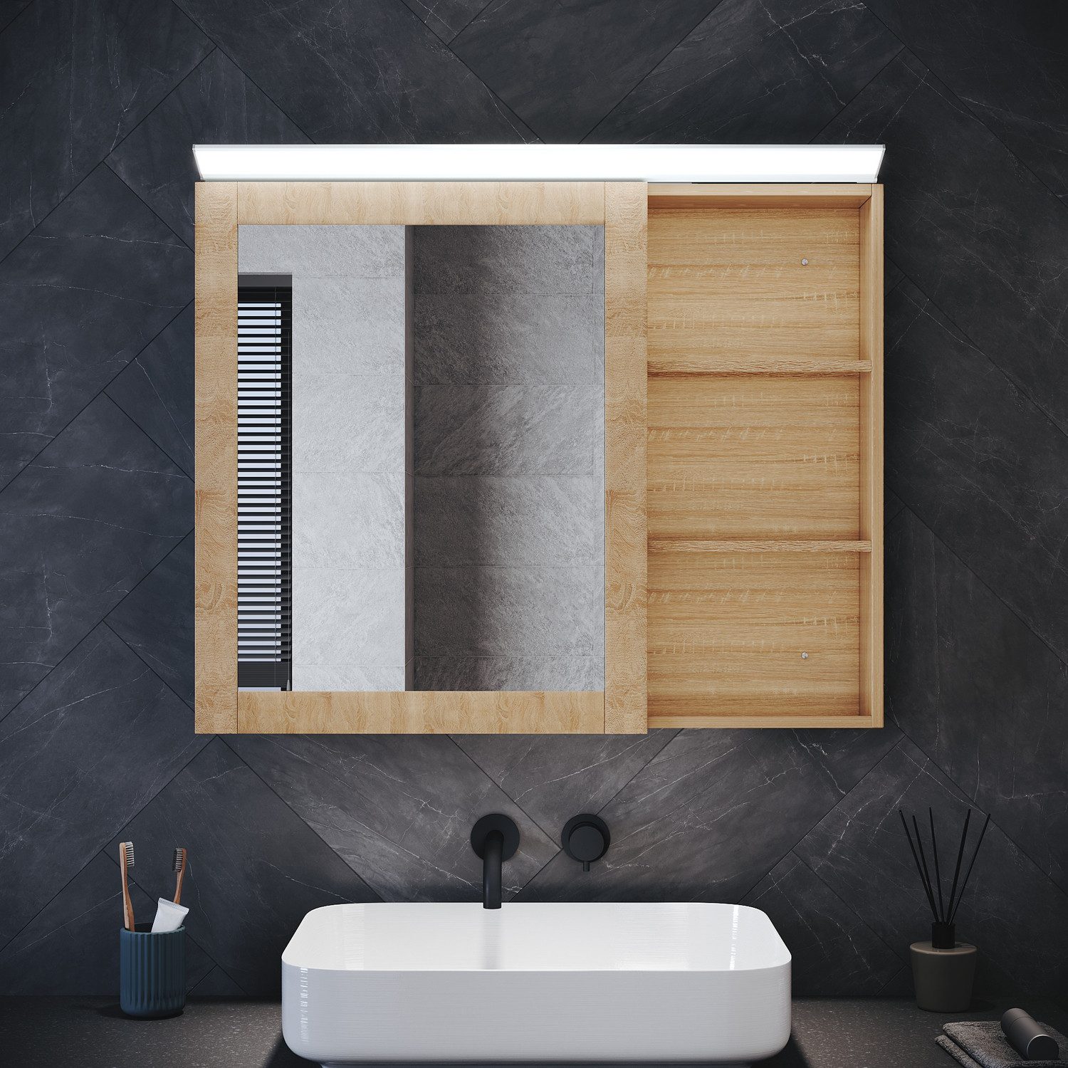 SONNI Spiegelleuchte LED Spiegelleuchte Wandleuchte Badleuchte 6000K 35/50/80cm, LED fest integriert,Badezimmer-Beleuchtung Spiegelschrank Flur