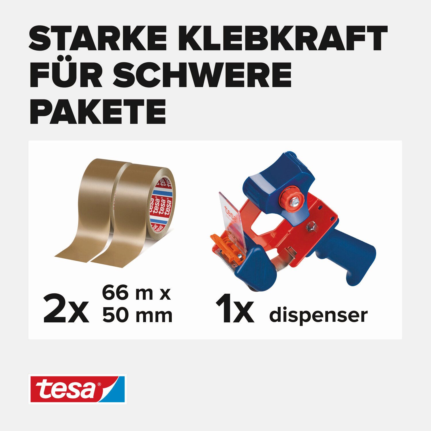 tesa Klebeband tesapack Handabroller inkl. 2 Rollen Paketband - für Packban günstig online kaufen