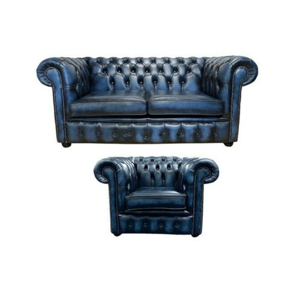 JVmoebel Chesterfield-Sofa, Chesterfield Sofa Couch Polster Leder Textil Sofagarnitur 2+1