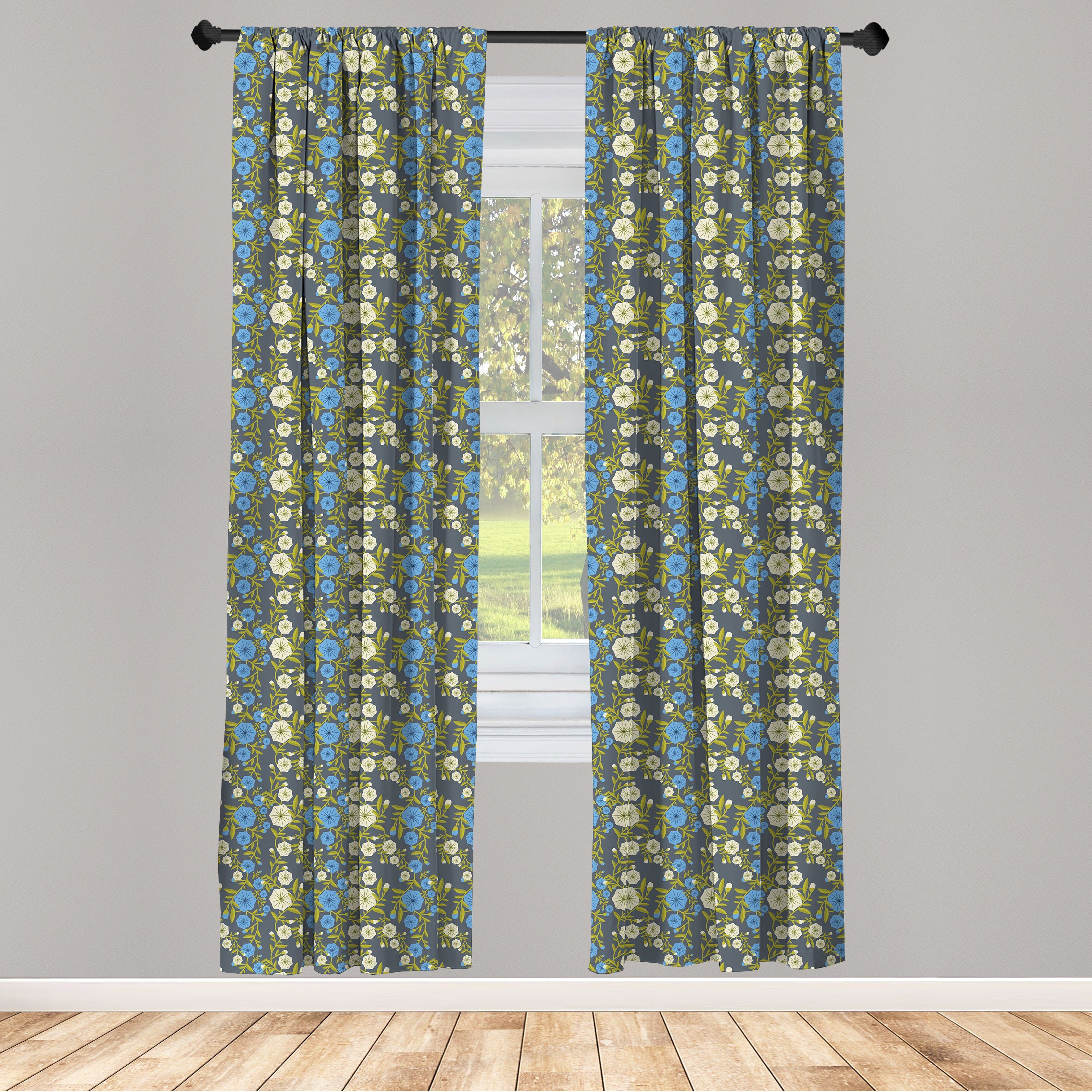 Gardine Vorhang für Wohnzimmer Schlafzimmer Dekor, Abakuhaus, Microfaser, Blumen bindweed Blooms