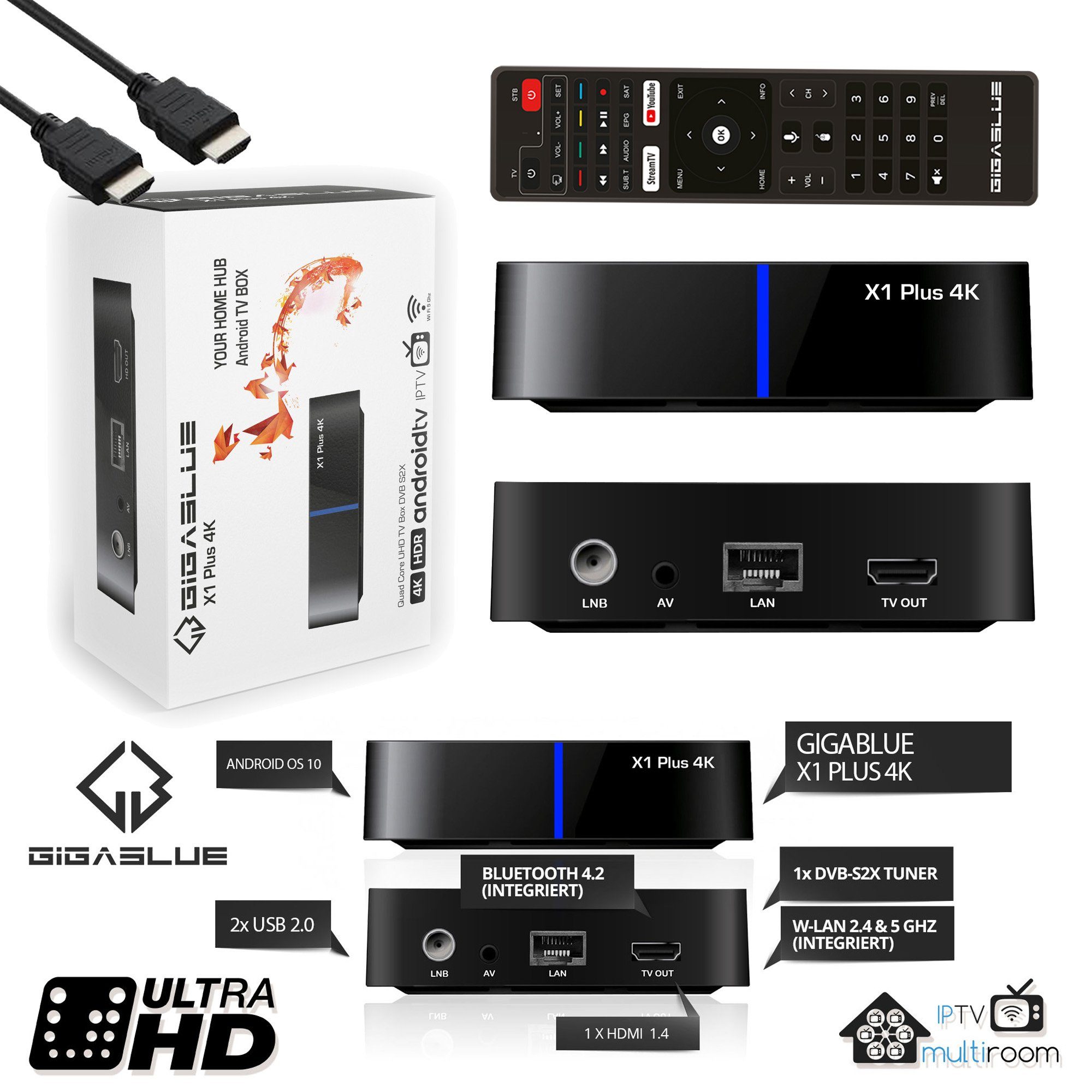 UHD X1 Plus 4K Android IPTV/OTT 1x DVB-S2x Tuner SAT-Receiver