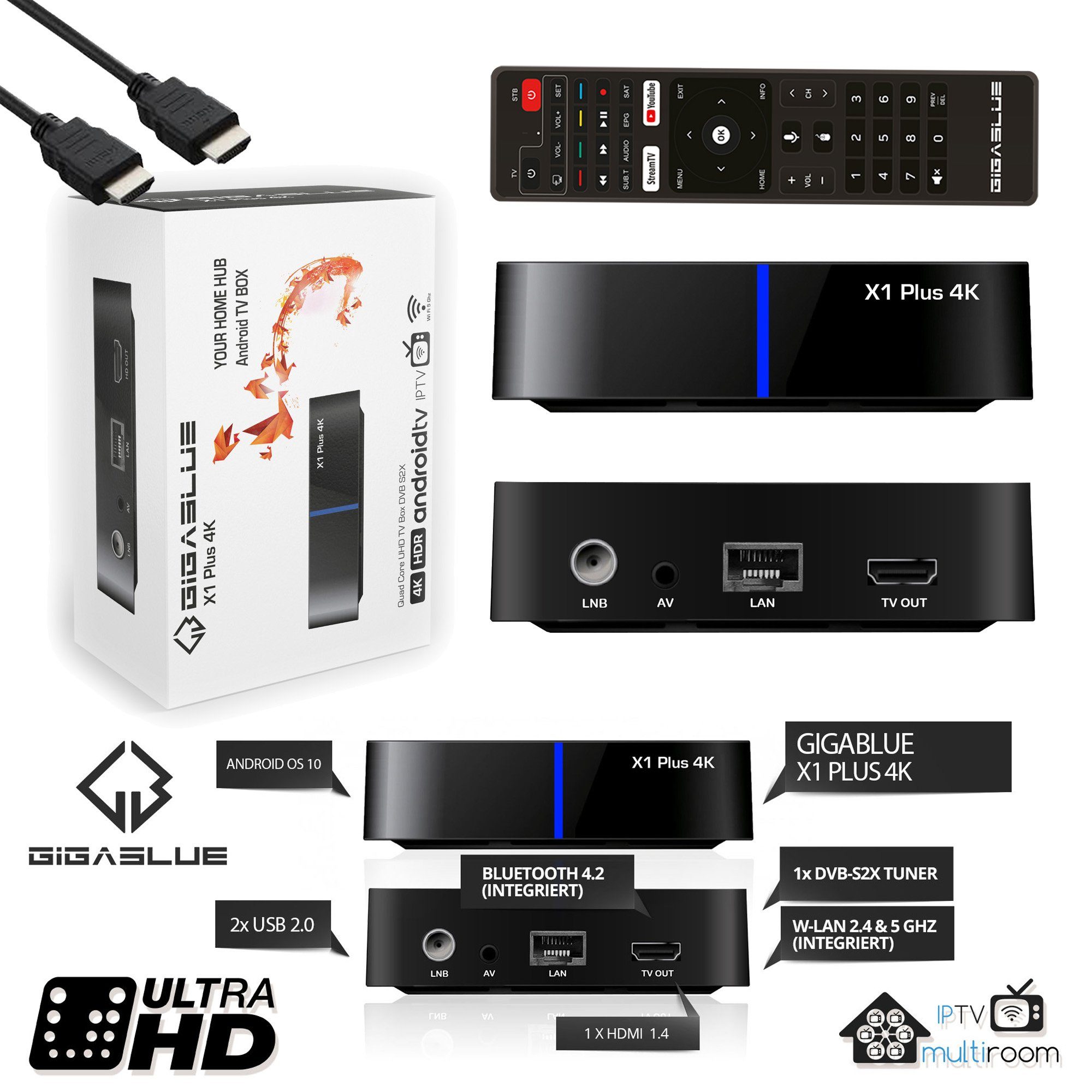 Gigablue UHD X1 Plus 4K Android IPTV/OTT 1x DVB-S2x Tuner SAT-Receiver