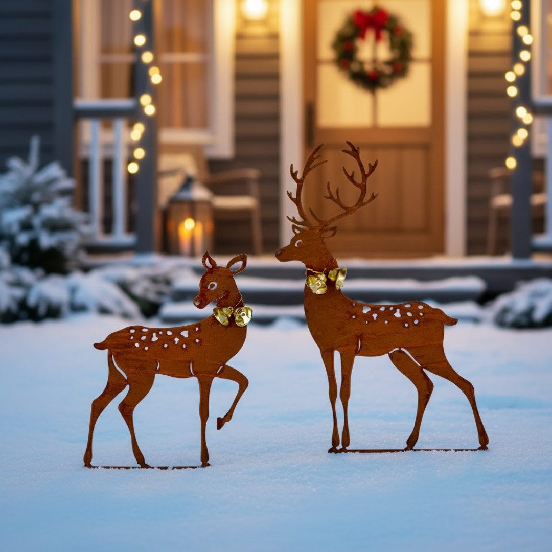 abc HOME Gartenstecker Hirsche, 2tlg. Set, Metall, Edelrost