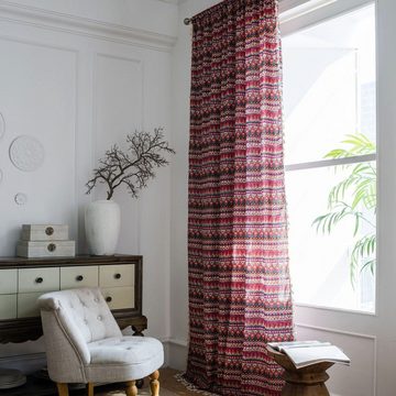 Vorhang Vorhang Vorhang rot Bohemian Stil kleines Fenster, AUKUU, Küchenvorhang Baumwolle und Leinen bedruckt Wohnzimmer