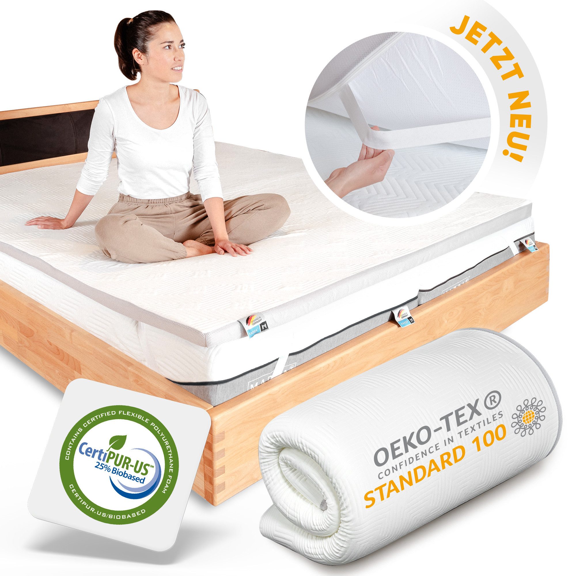 MARQA HOME, Topper Matratzentopper Komfortschicht, Reißverschlüsse, Waschbaren Bezug, Kaltschaum, (Packung-Set, 1 Tlg), Für alle Betten (Boxspringbett) und Matratzen geiegnet