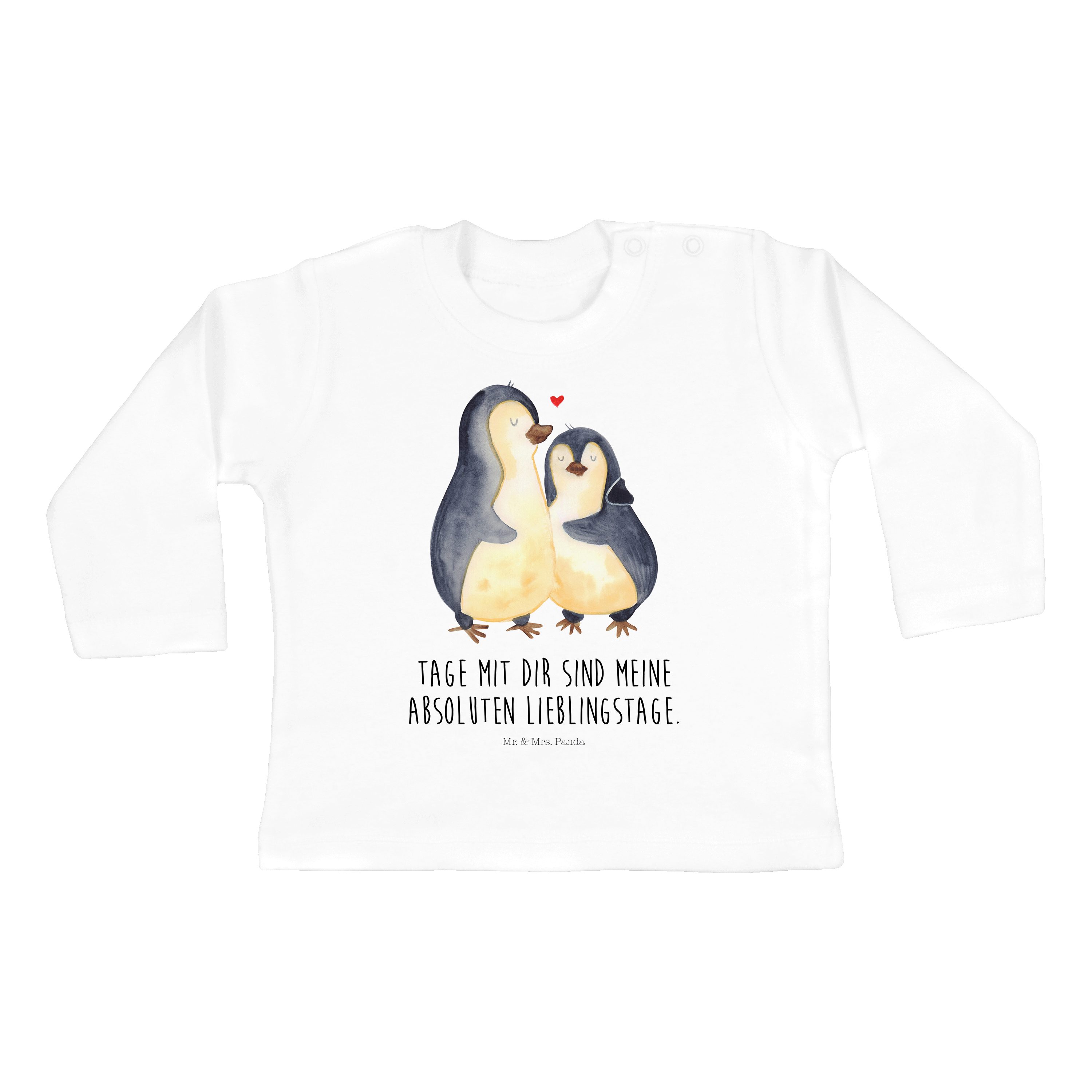 Seevogel, Weiß (1-tlg) & umarmend Panda Mrs. Geschenk, - Pinguin Liebesgeschen Mr. - Kleidung, Strampler