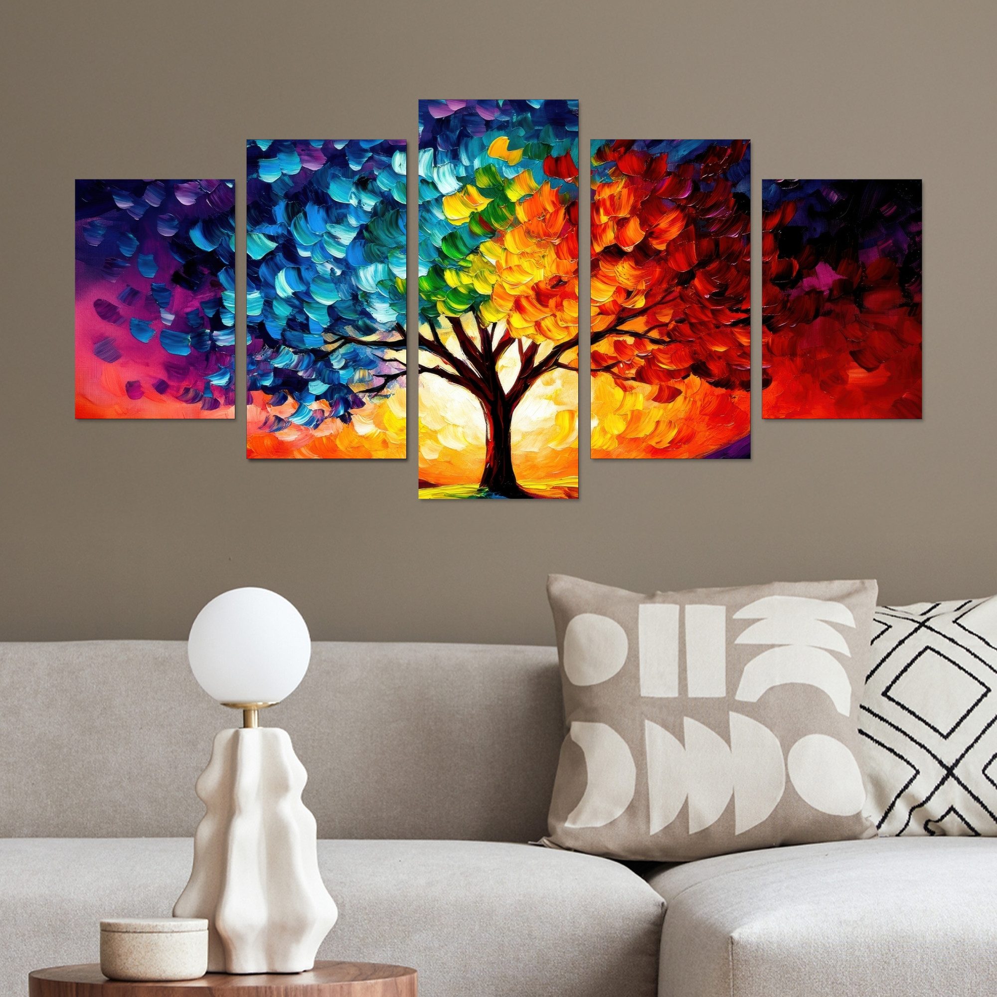 MuchoWow Leinwandbild Baum - Farbenfroh - günstig online kaufen