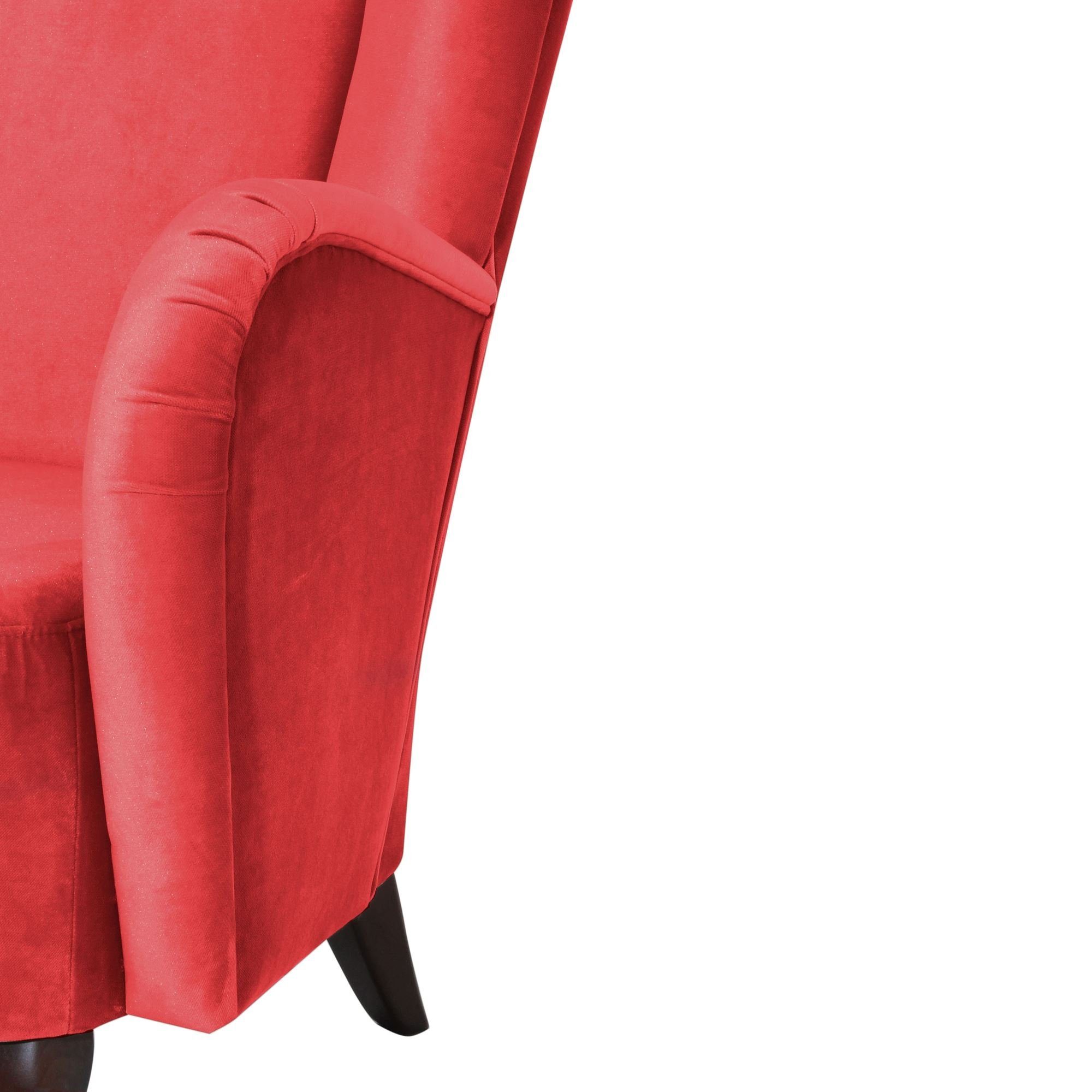 Kailey Sessel verarbeitet,bequemer Sitz aufm 1-St), nussbaum 58 / inkl. hochwertig rot Hochlehnsessel Kessel Samtvelours dunkel (Sparpreis Kostenlosem Bezug Buche Versand,