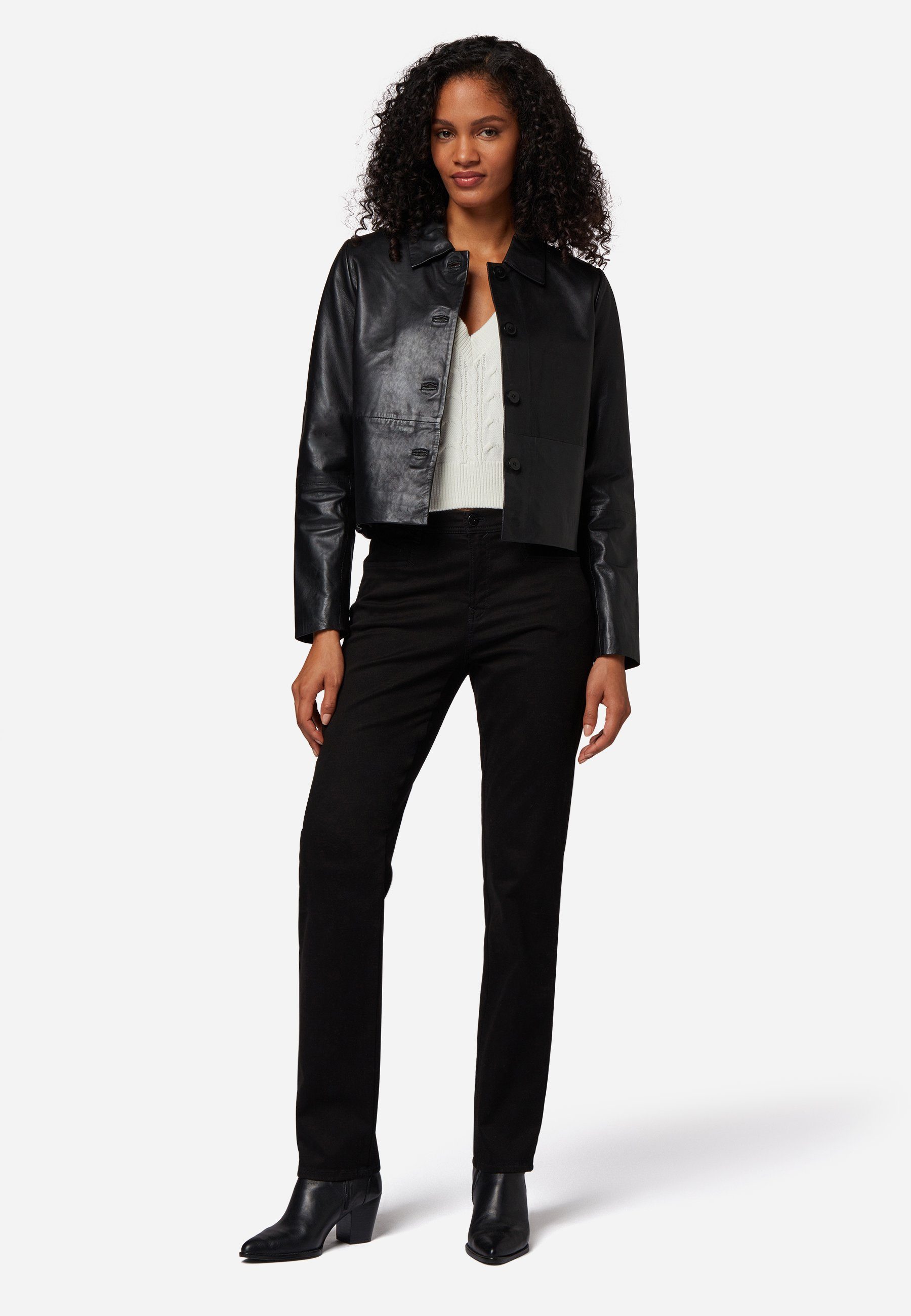 RICANO Lederjacke Cecila Lederjacke im Bolero-Stil mit Polokragen günstig online kaufen