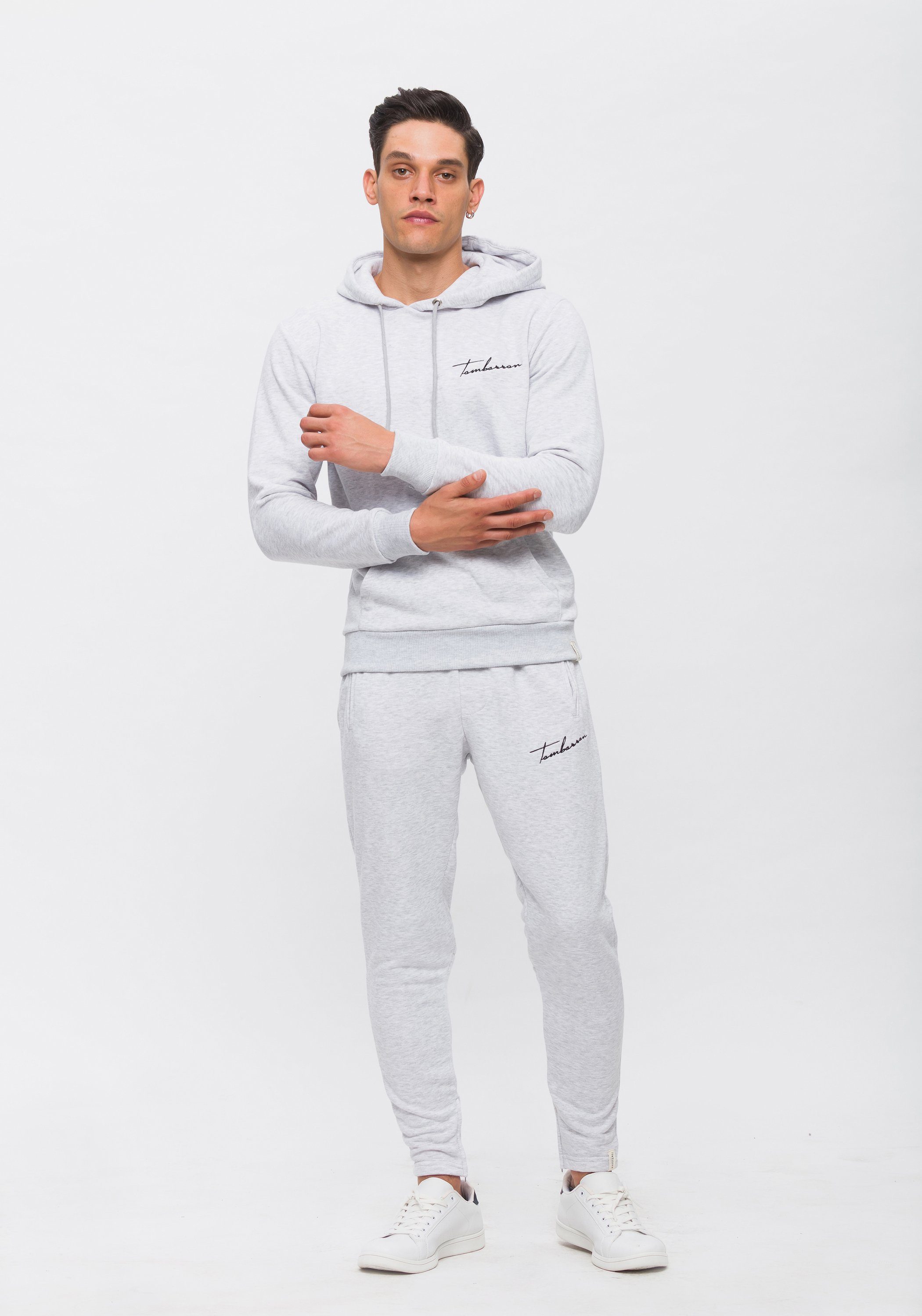 Tom Barron Jogginganzug grau mit Label-Print