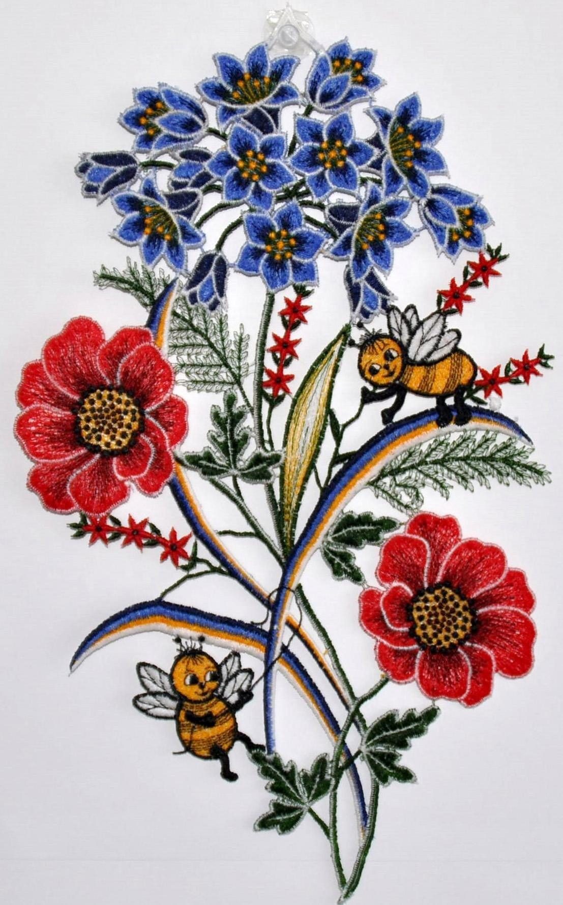 Stickereien Plauen Fensterbild Fensterbild Blumen, Echte Plauener Spitze