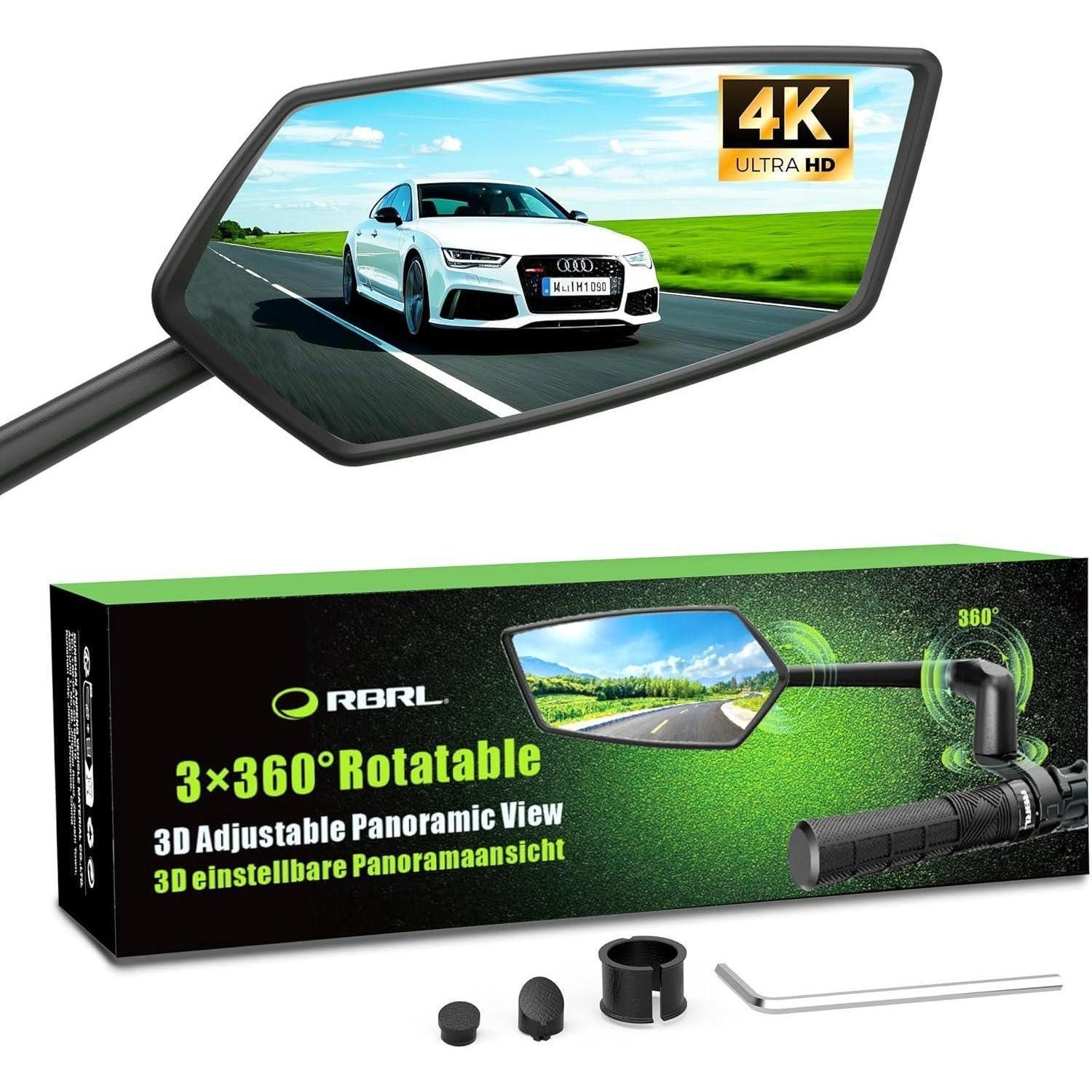 LuxusKollektion Fahrradspiegel Fahrradspiegel Lenker 3D Verstellbar Einklappbar Rechts Schwarz Silber (1-St)