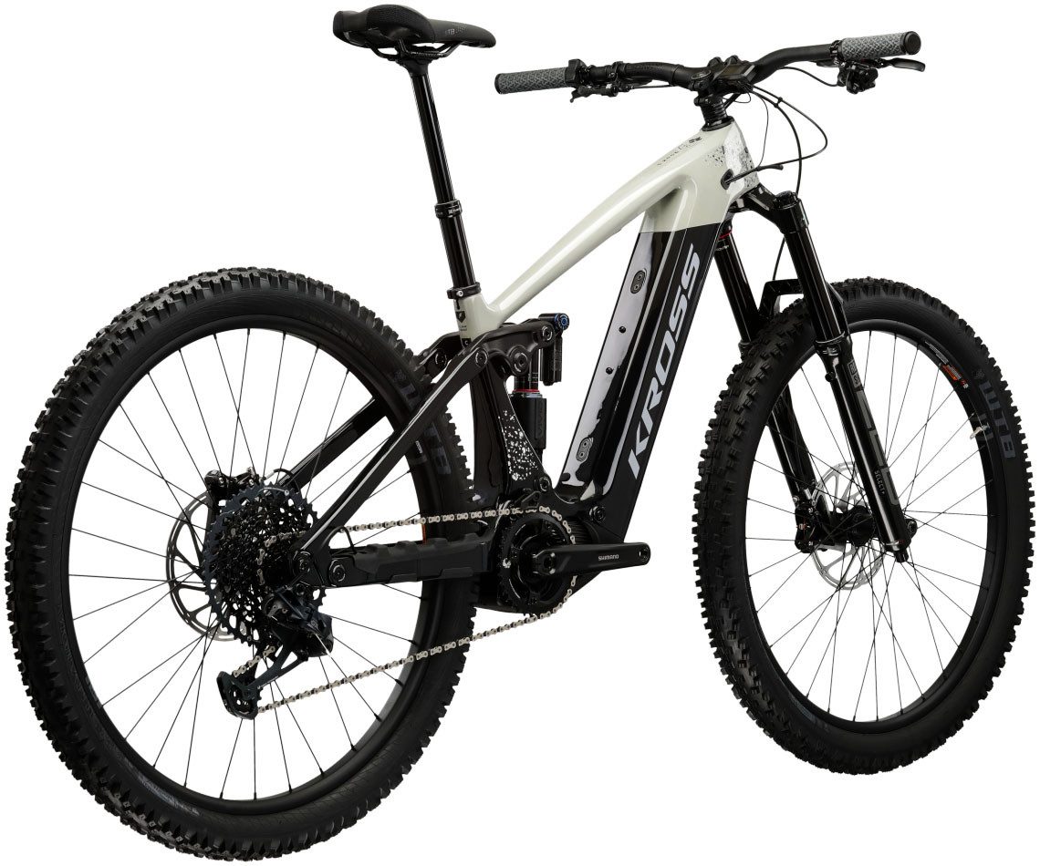Kross E-Bike Mountainbike KROSS E-MTB Moon Boost 1.0 29" grau, 12 Gang SRAM GX EAGLE Schaltwerk, Kettenschaltung, Mittelmotor, 630 Wh, (mit Carbon-Rahmen und -Gabel), Pedelec, Elektrofahrrad für Damen und Herren, MTB