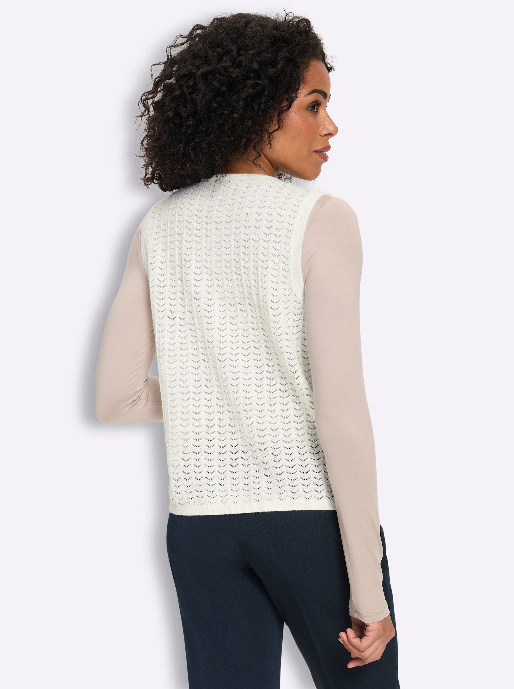 Sieh an! Strickweste Strickweste Ärmellos Ajour