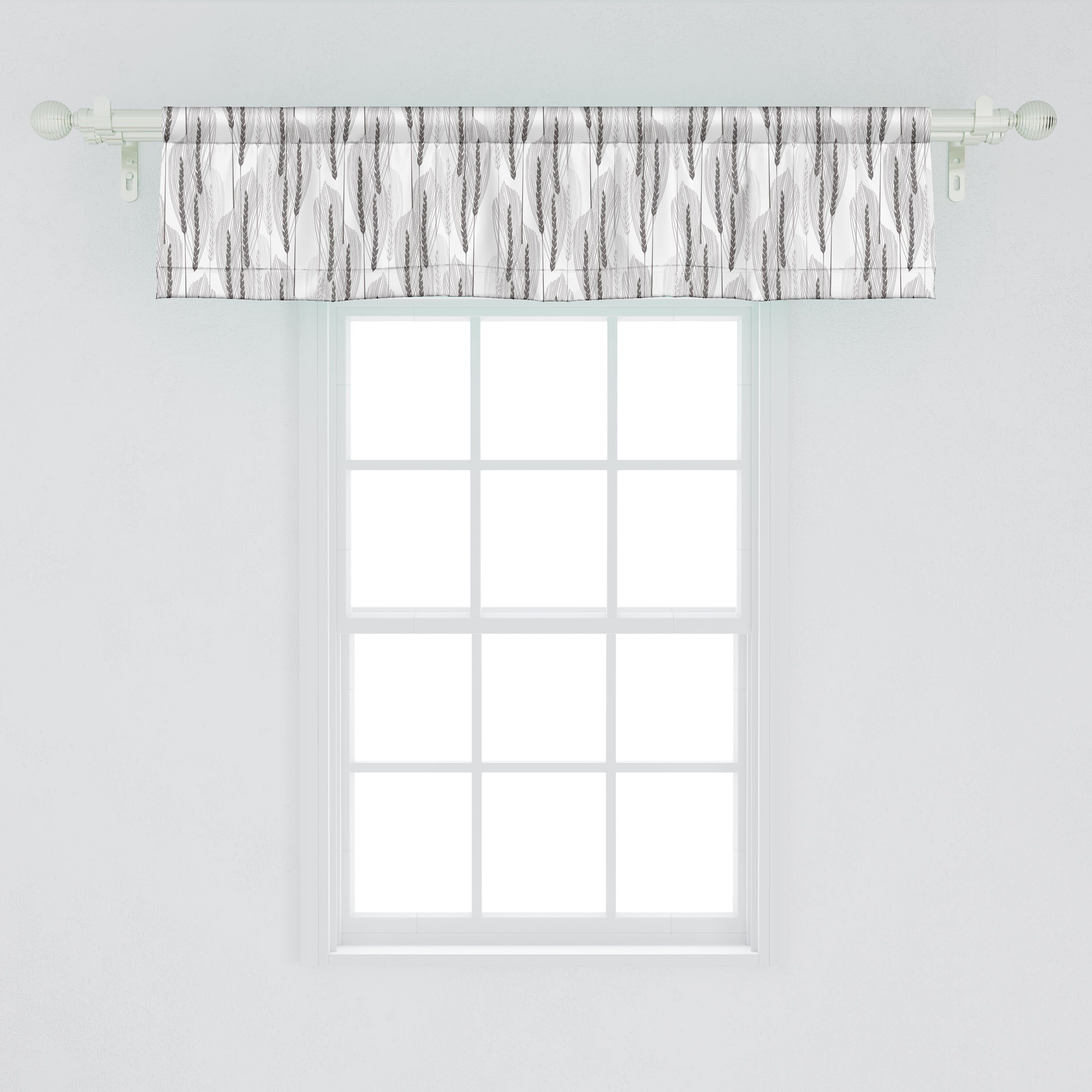 Scheibengardine Vorhang Volant für Küche Dekor Schlafzimmer Zweige Stangentasche, Weizen Botanical mit Microfaser, Abakuhaus, Ernte