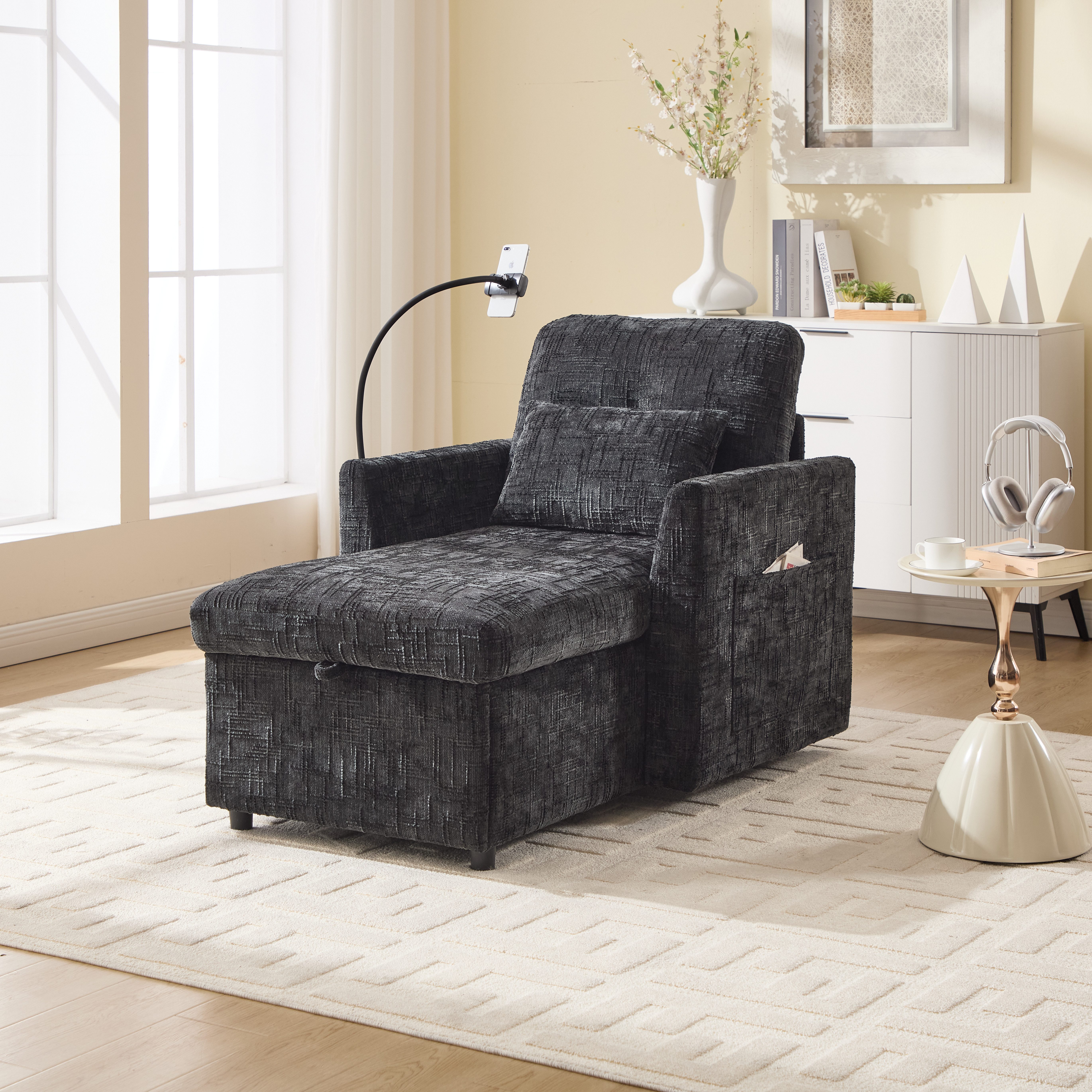 Odikalo Chaiselongue Loungesofa Polstersofa Freizeitsofa Handyhalter Verstellbar Mehrfarbig