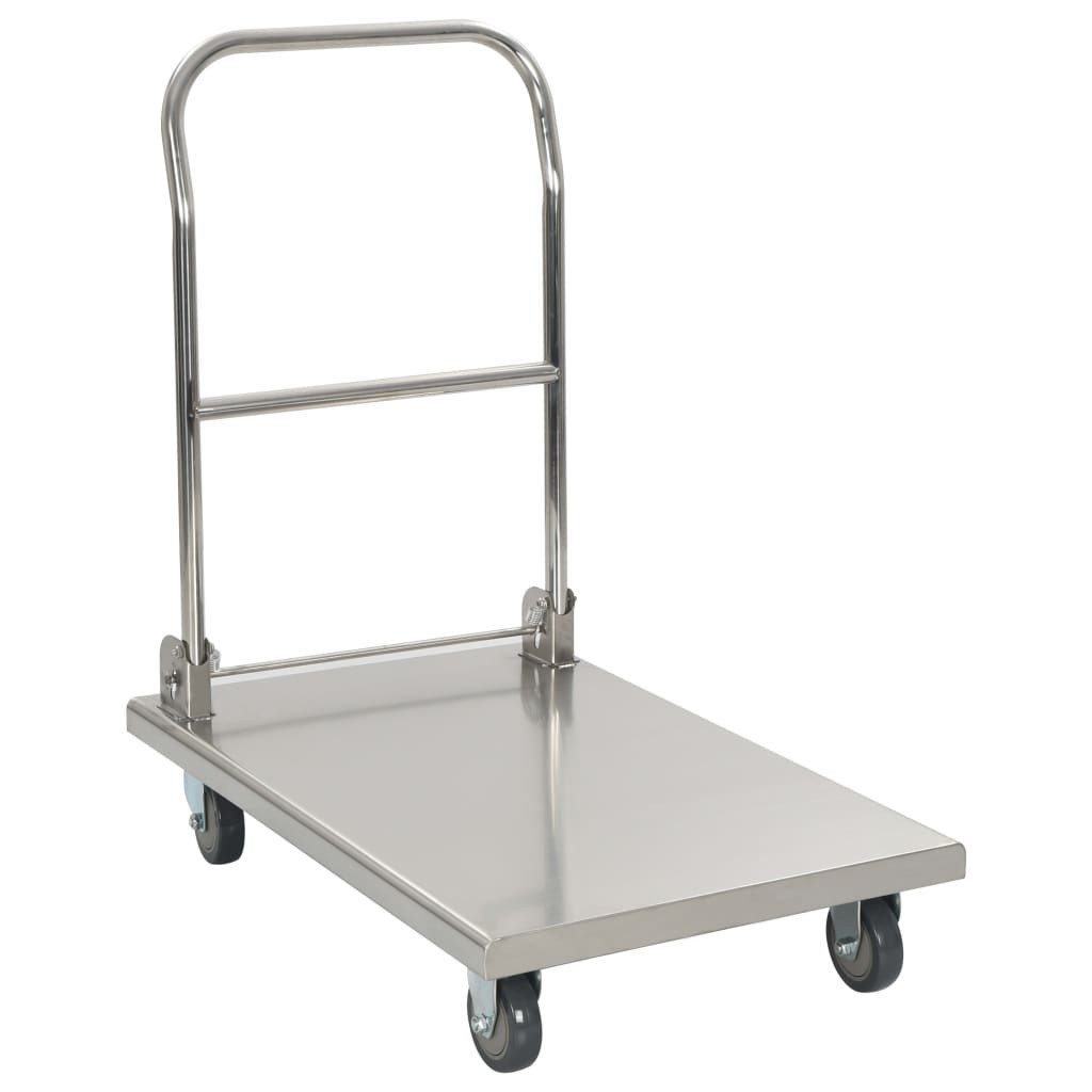 vidaXL Küchenwagen Plattformwagen Silbern 82 x 53 x 86 cm Edelstahl