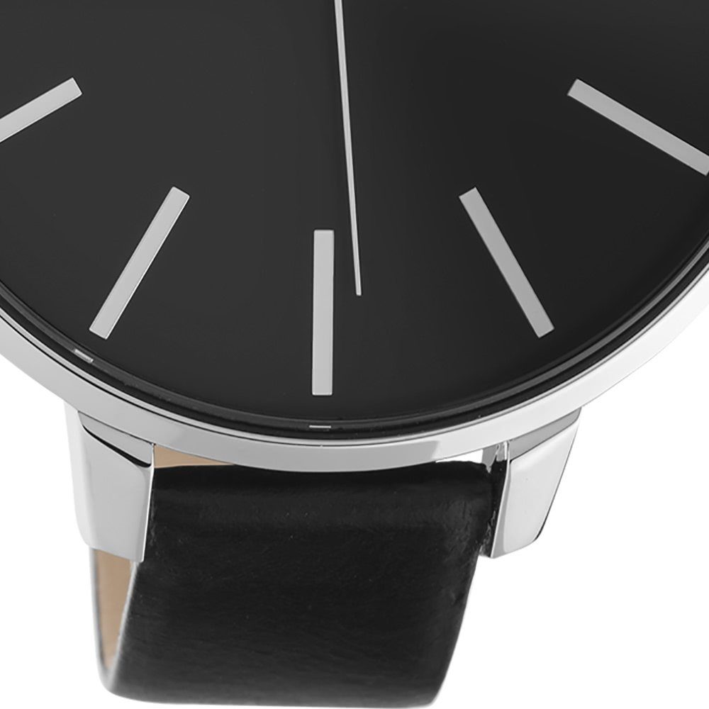 OOZOO Quarzuhr Oozoo Damen Armbanduhr schwarz Analog, (Analoguhr), Damenuhr rund, extra groß (ca. 48mm) Lederarmband, Casual-Style