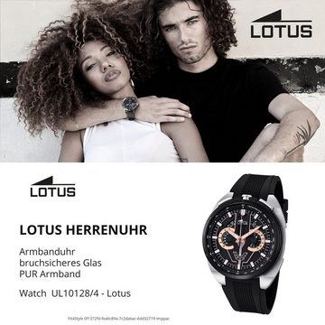 Lotus Chronograph Lotus Herren Uhr Elegant L10128/4 PUR, (Chronograph), Herren Armbanduhr rund, groß (ca. 45mm), PURarmband schwarz