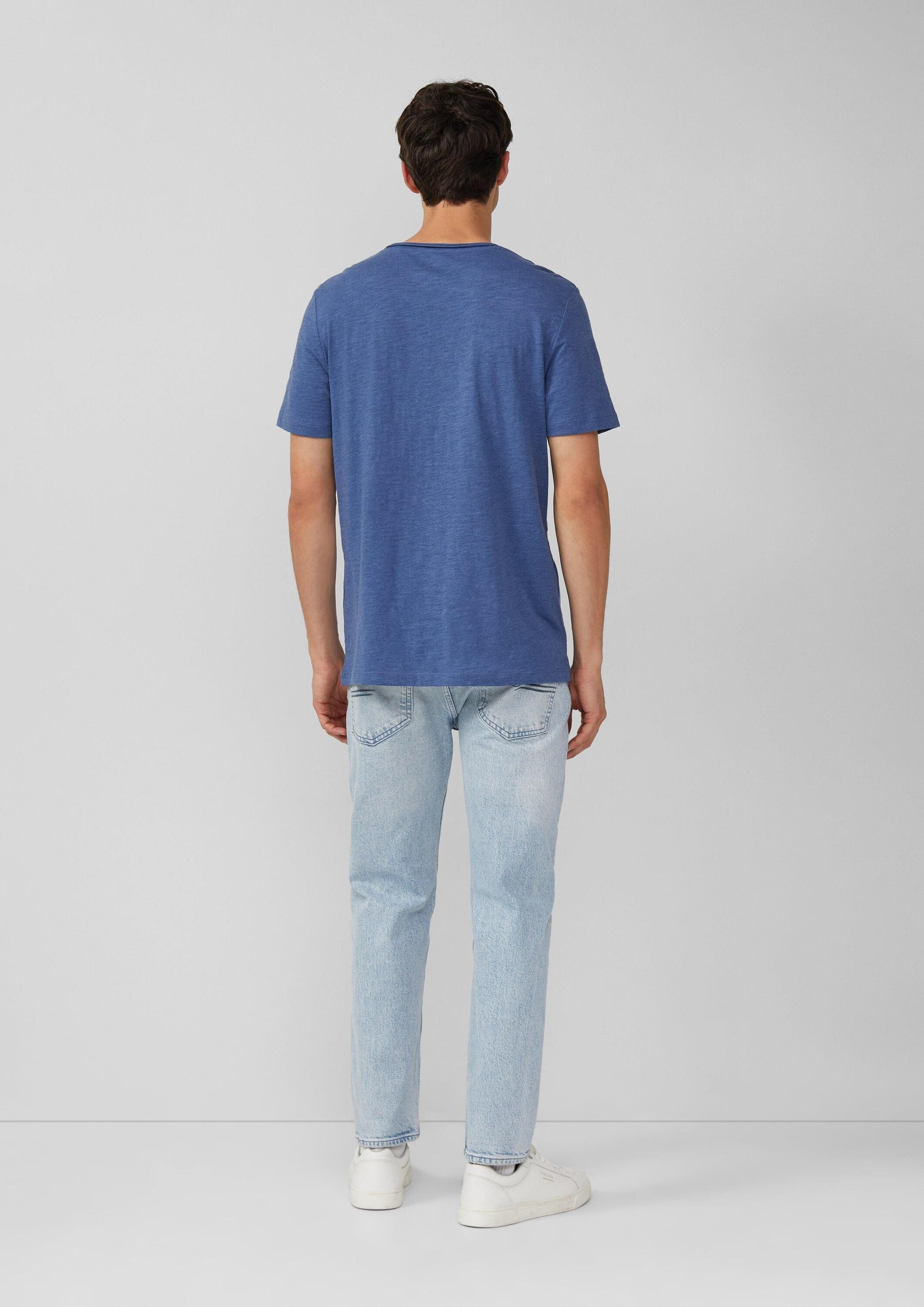 s.Oliver Kurzarmshirt T-Shirt Meliertes T-Shirt mit Rollkante und Frontprint