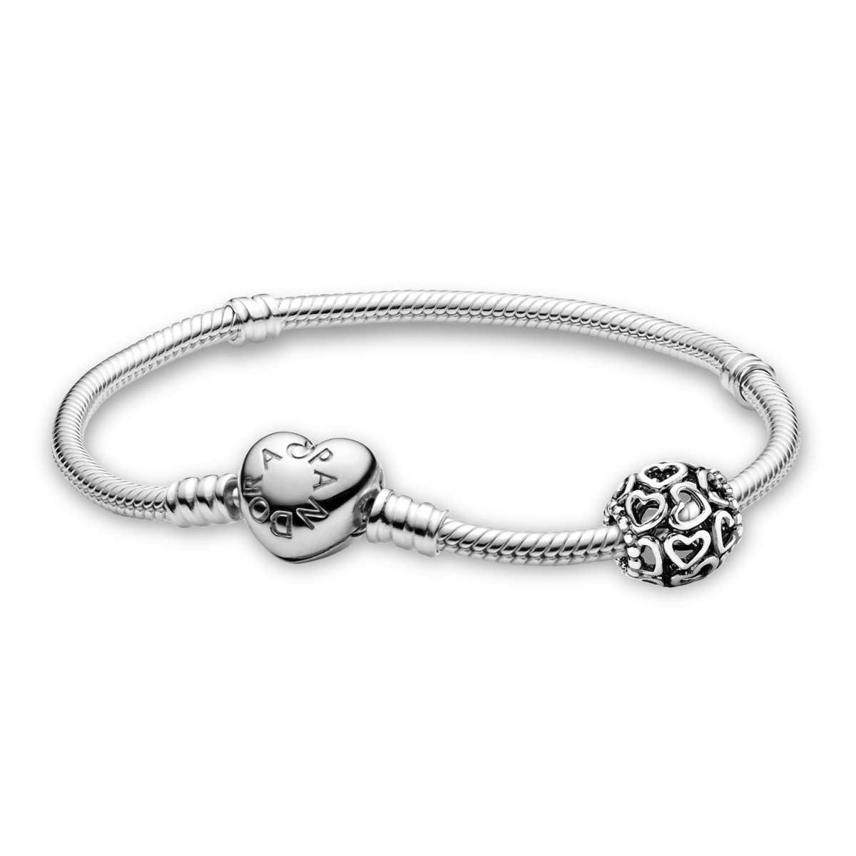 Pandora Silberarmband 28926, Geschenkset Damenarmband Silber Herzen