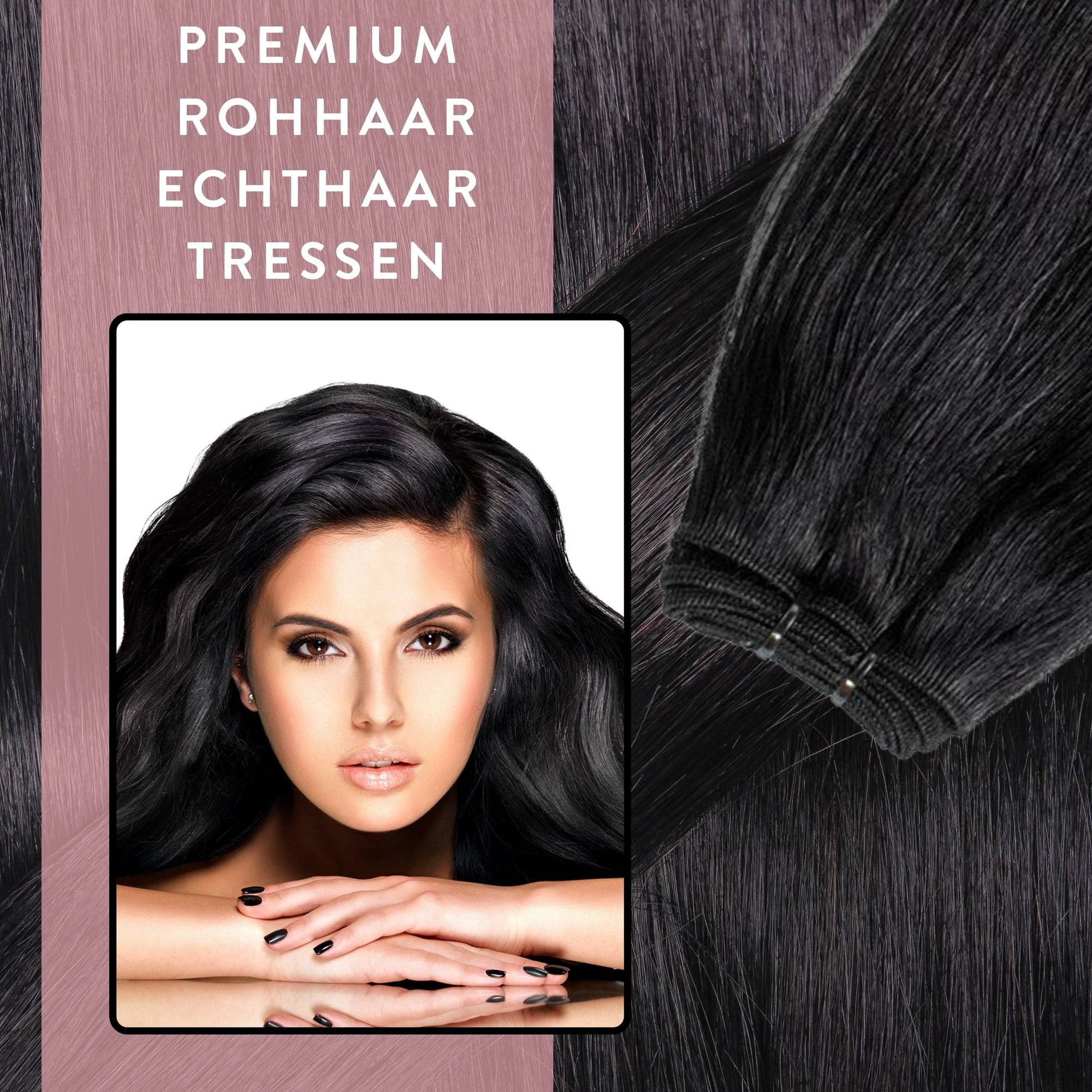 hair2heart Echthaar-Extension Premium Rohhaar Tresse 40cm