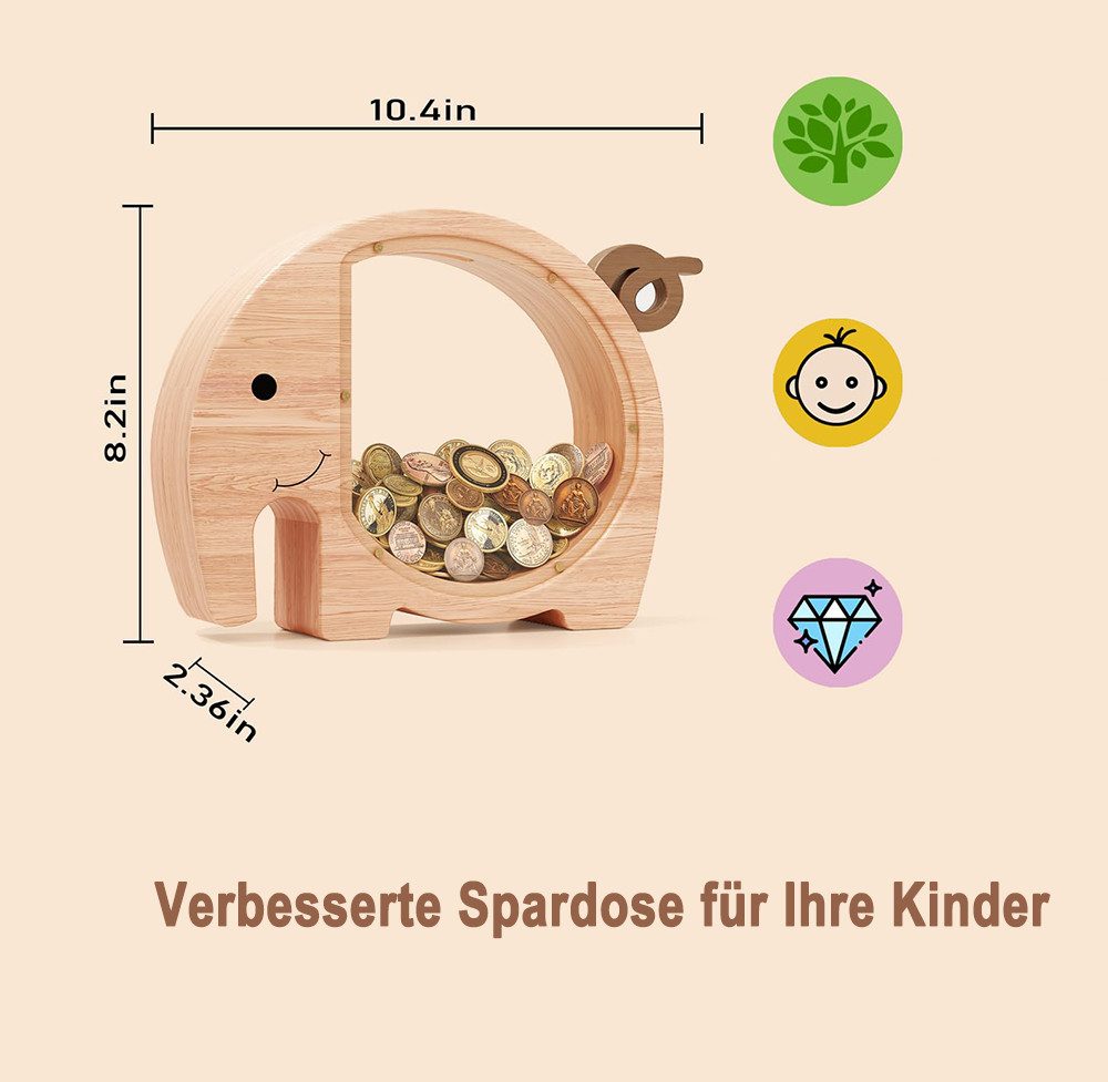 CLTYQ Spardose Holzspardose für Jungen und Mädchen, bruchsichere Holz-Spard günstig online kaufen