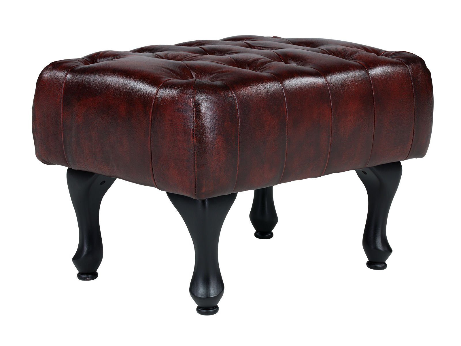 massivum Fußhocker Hocker Chesterfield Pittsfield Echtleder rot
