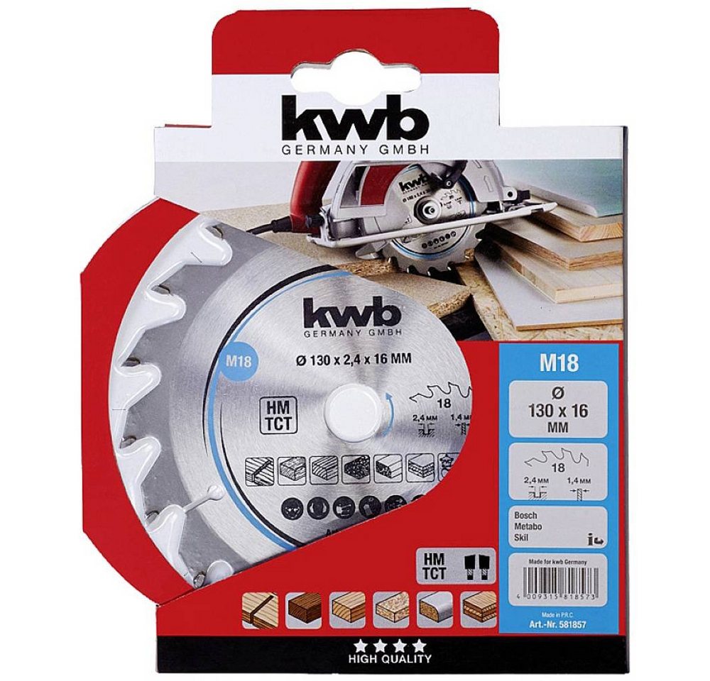 Thumbnail - kwb Kreissägeblatt Span-Platten Kreissäge-Blatt, Holz-/Hartholz, 130