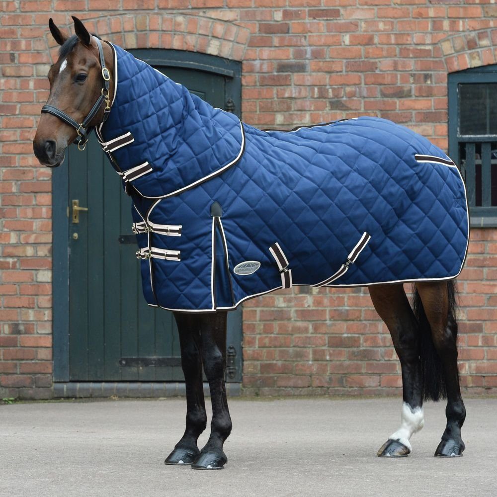 WeatherBeeta Pferde-Stalldecke Weatherbeeta Comfitec 1000D Diamond Quilt Detach-A-Neck Medium 220g - blue/charcoal/white